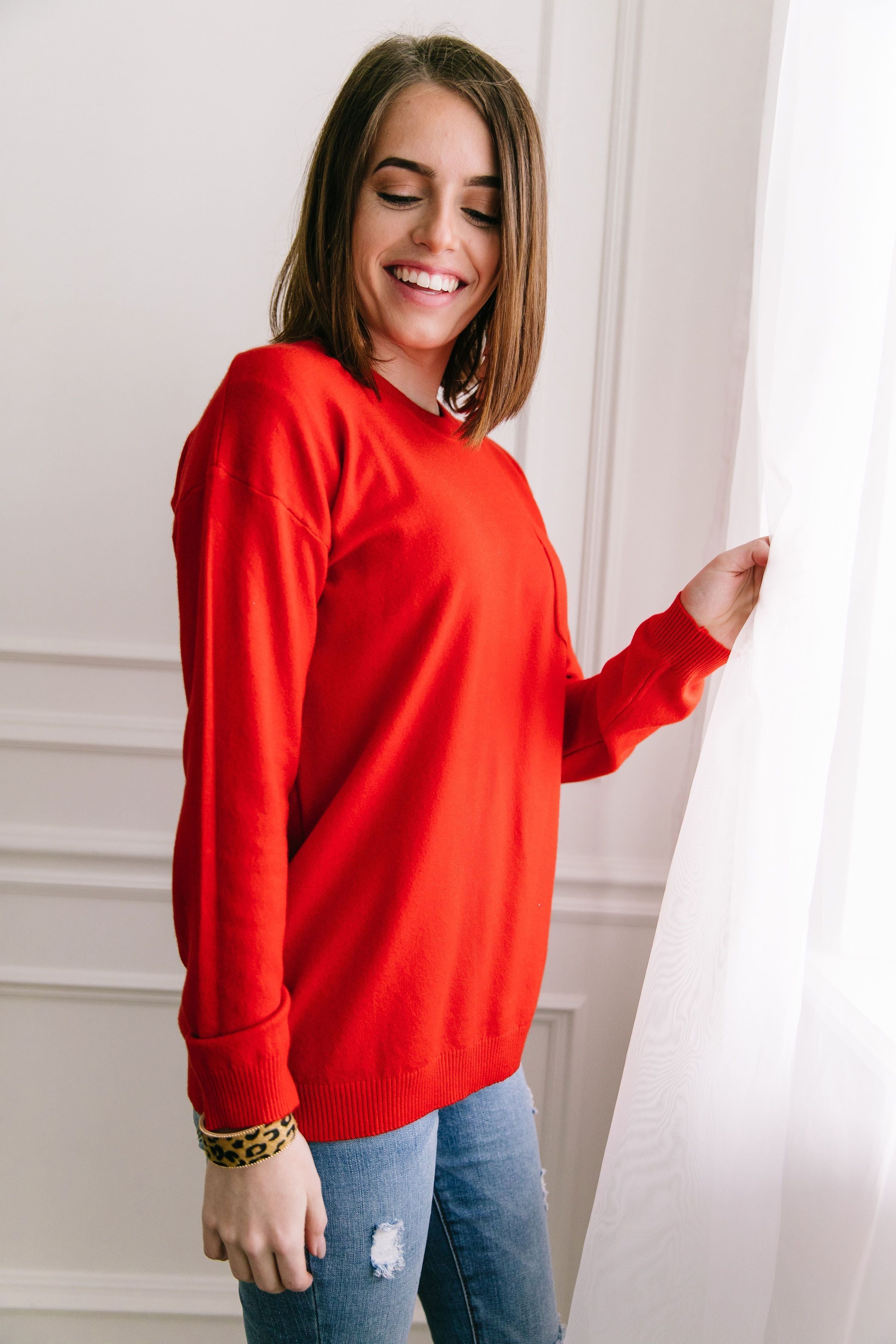 Top 'O The Mornin' Sweater In Poppy - ALL SALES FINAL