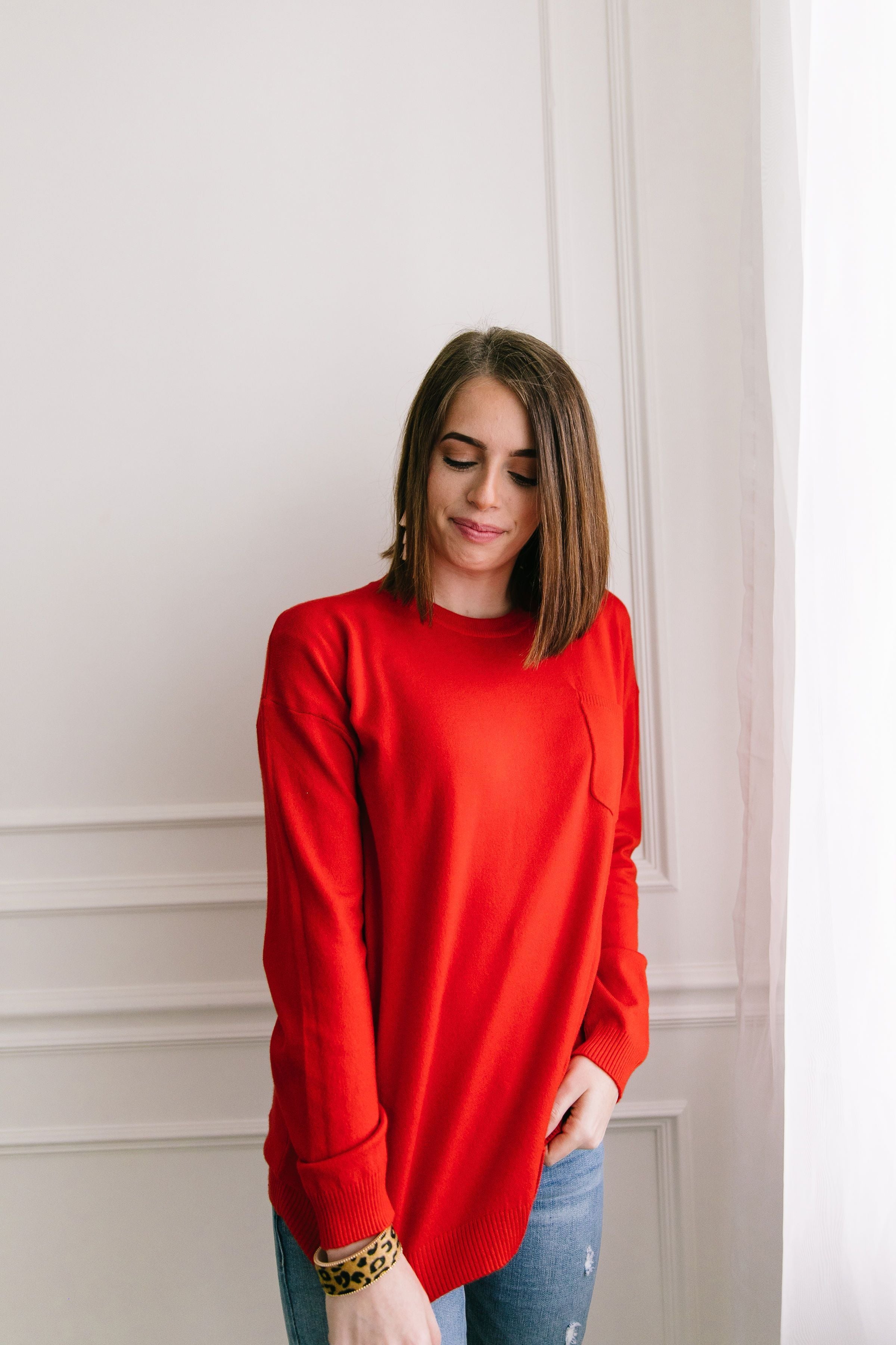 Top 'O The Mornin' Sweater In Poppy - ALL SALES FINAL