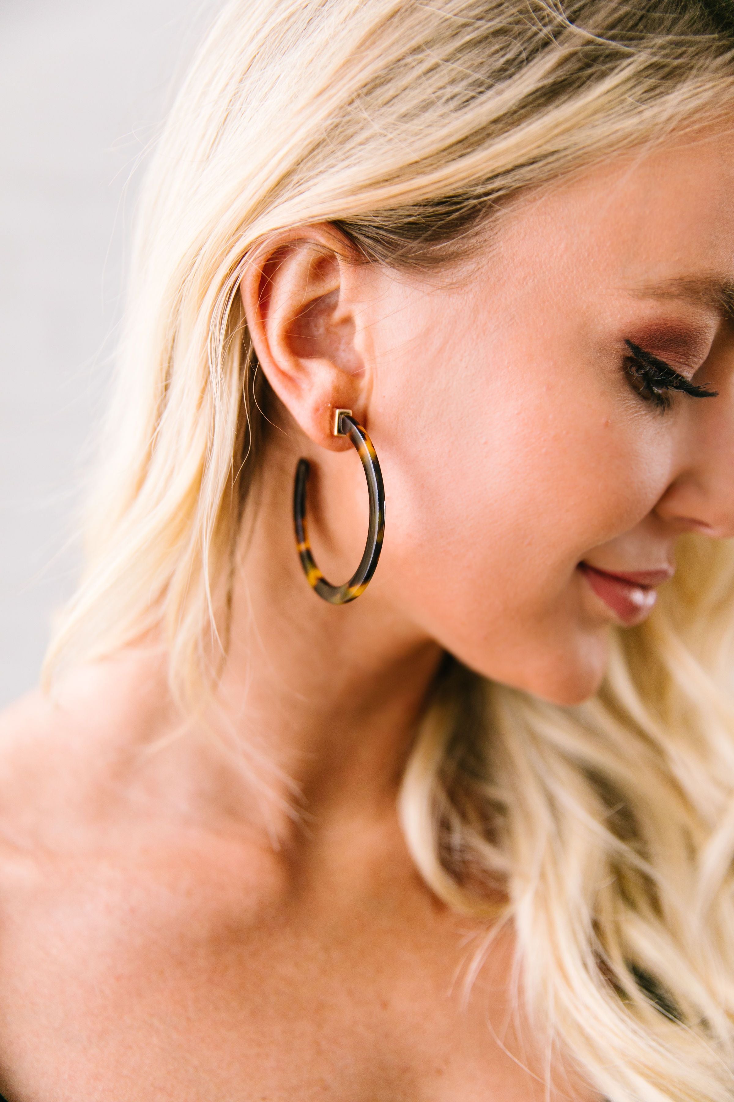 Tortoise Shell Hoop Earrings