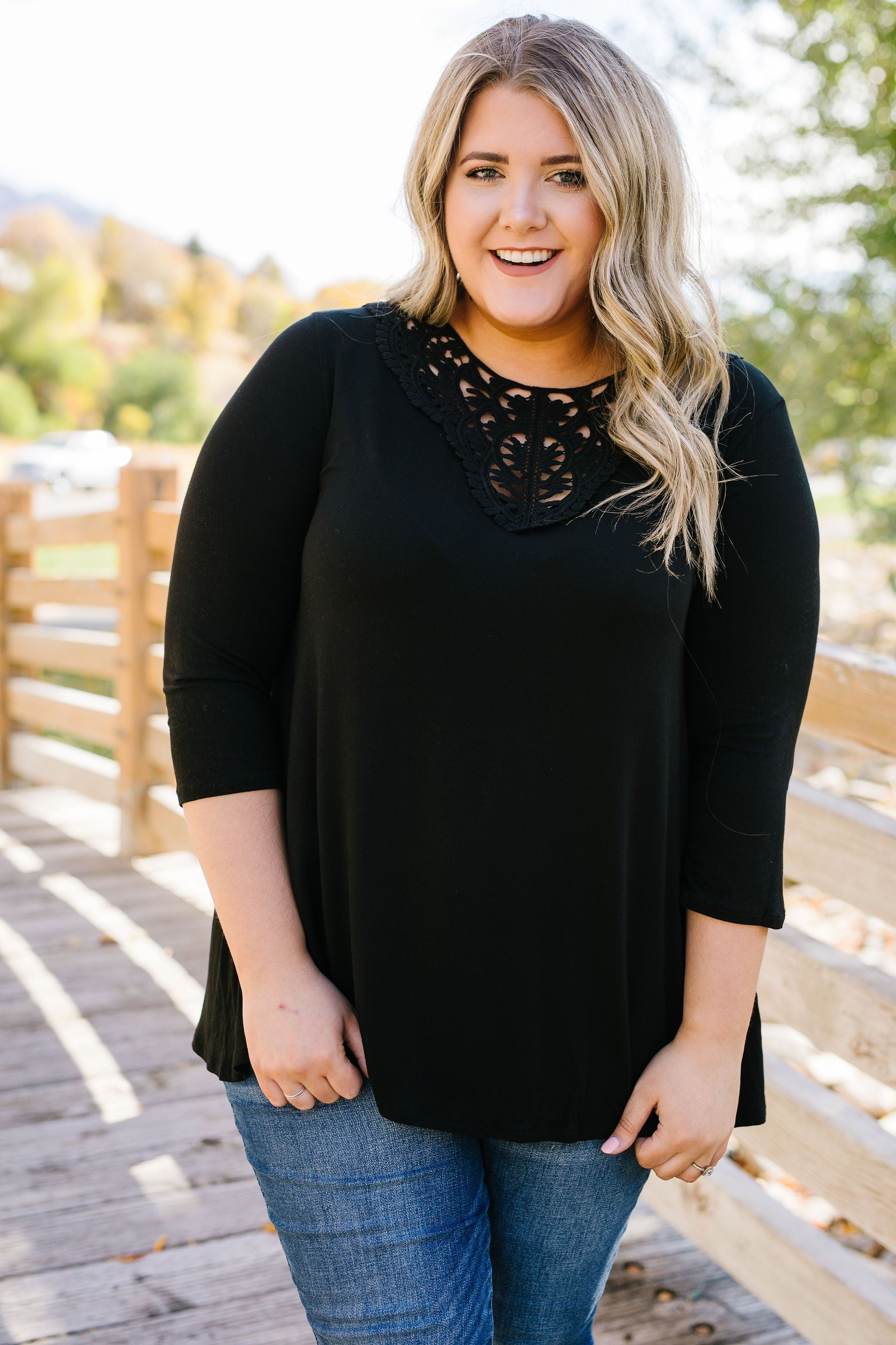 Touch Of Lace Tunic In Black