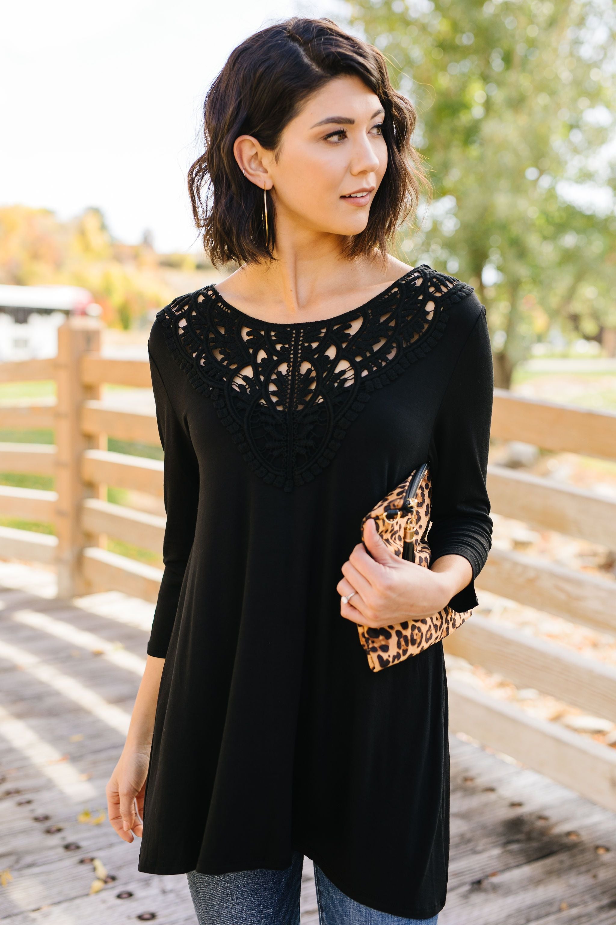 Touch Of Lace Tunic In Black