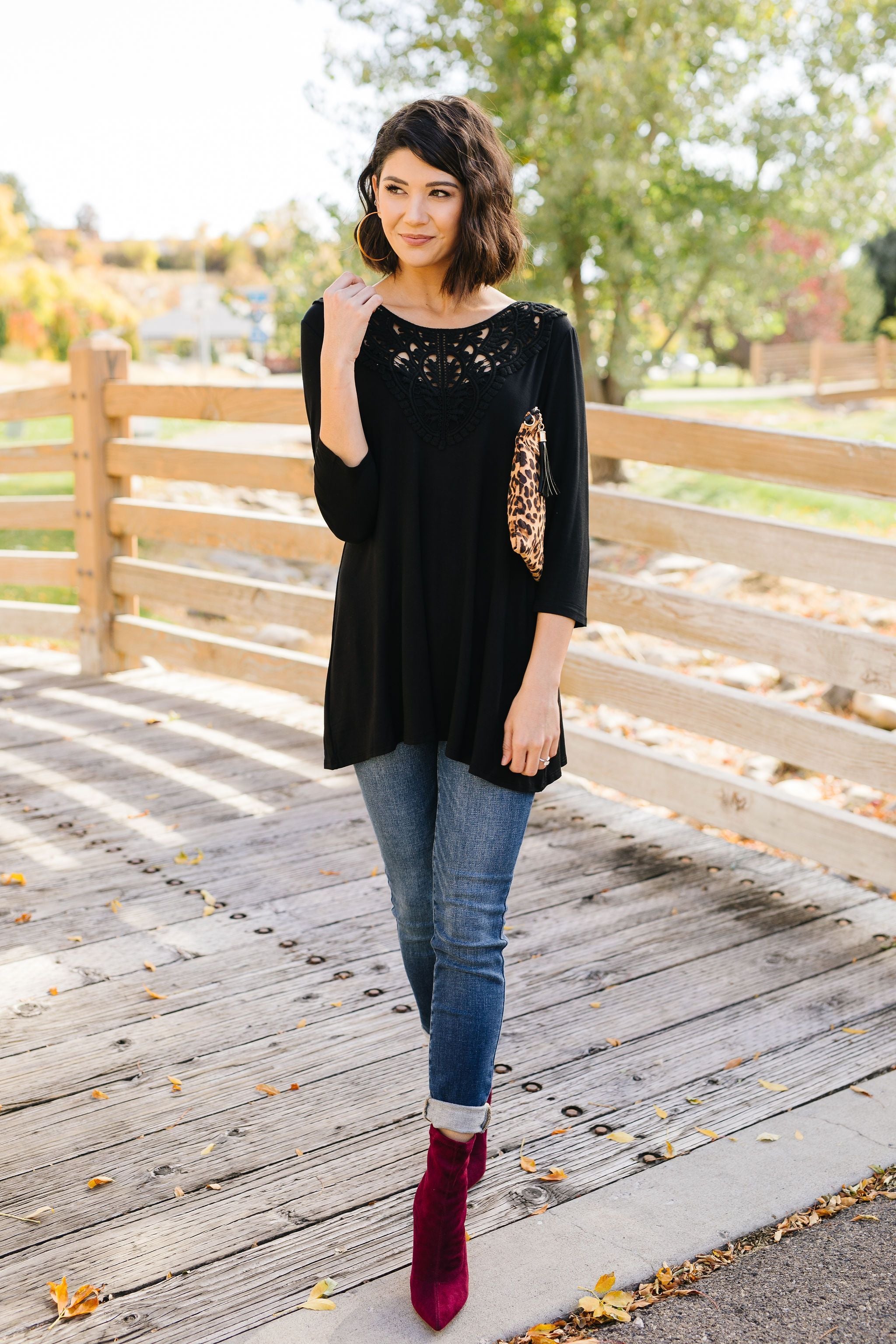 Touch Of Lace Tunic In Black