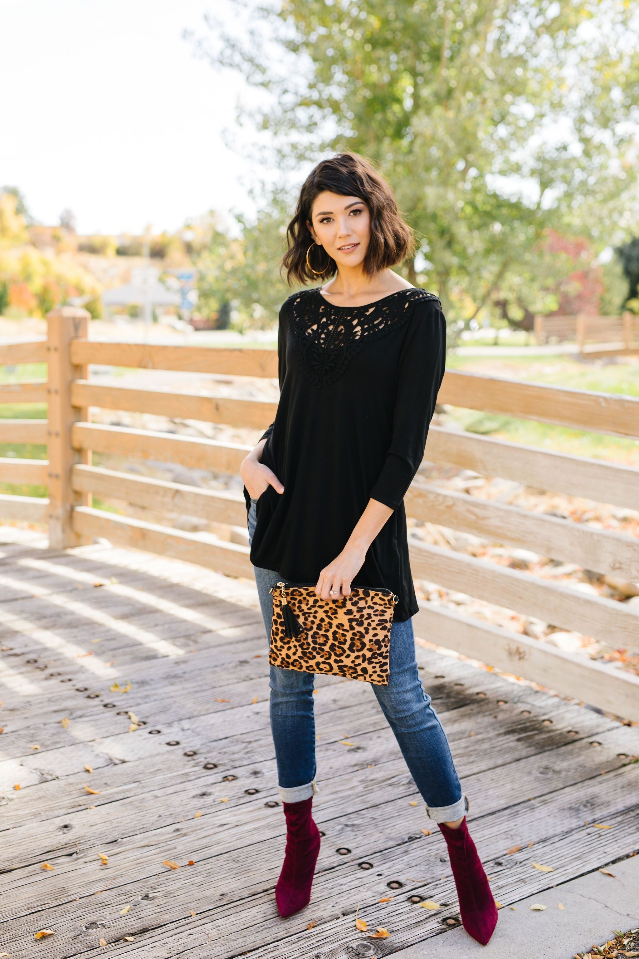 Touch Of Lace Tunic In Black