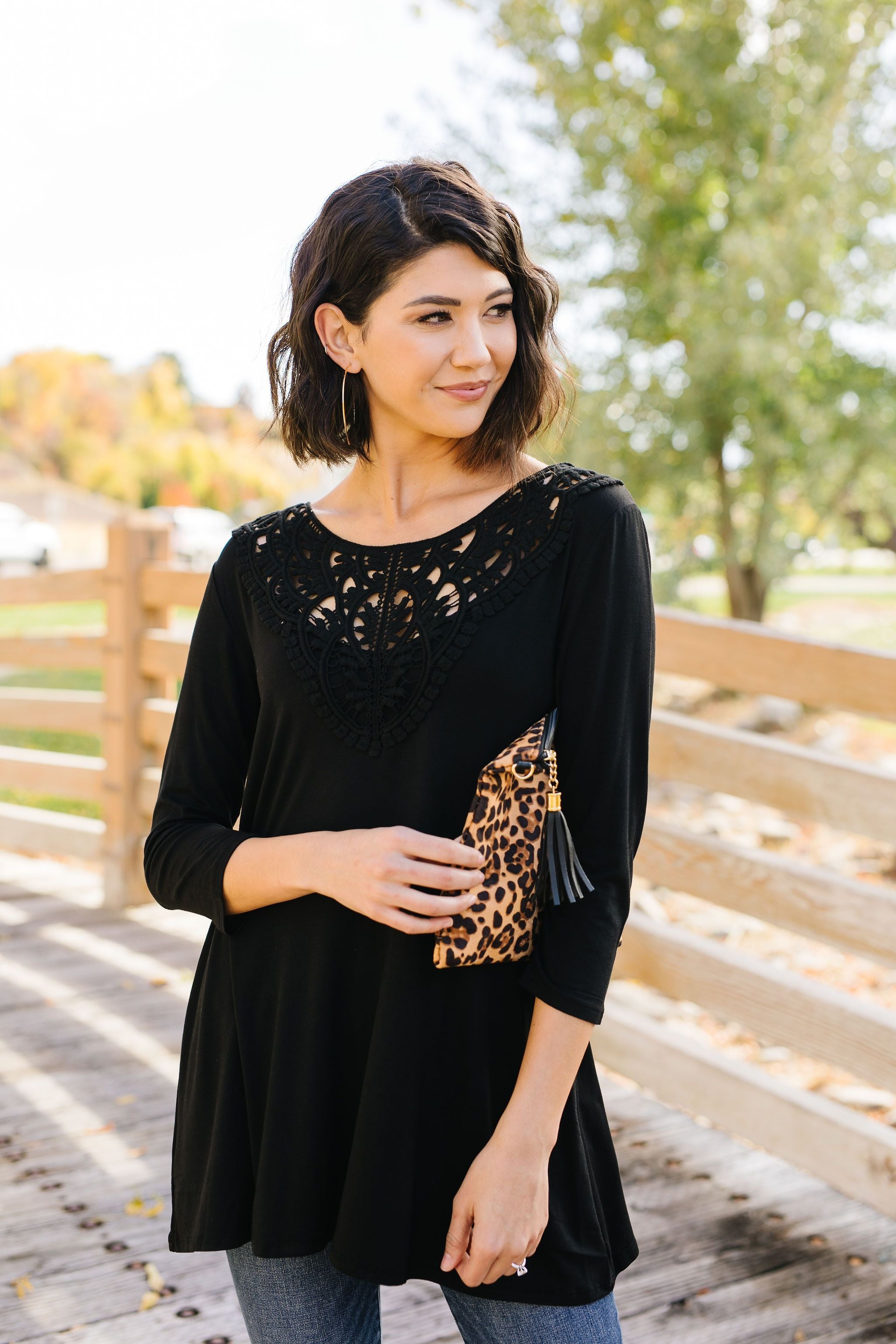 Touch Of Lace Tunic In Black