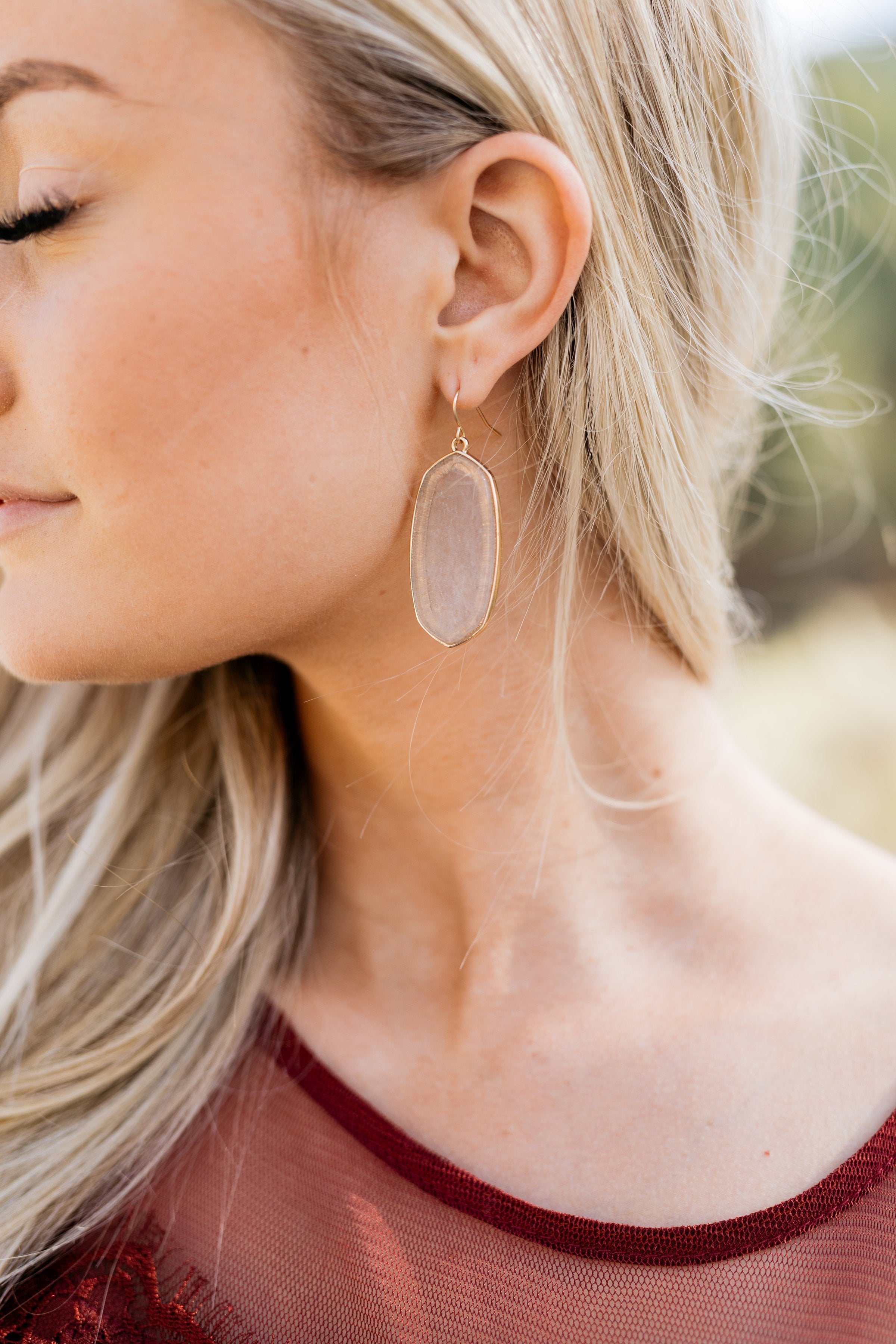 Translucent Stone Earrings In Mystic Mauve