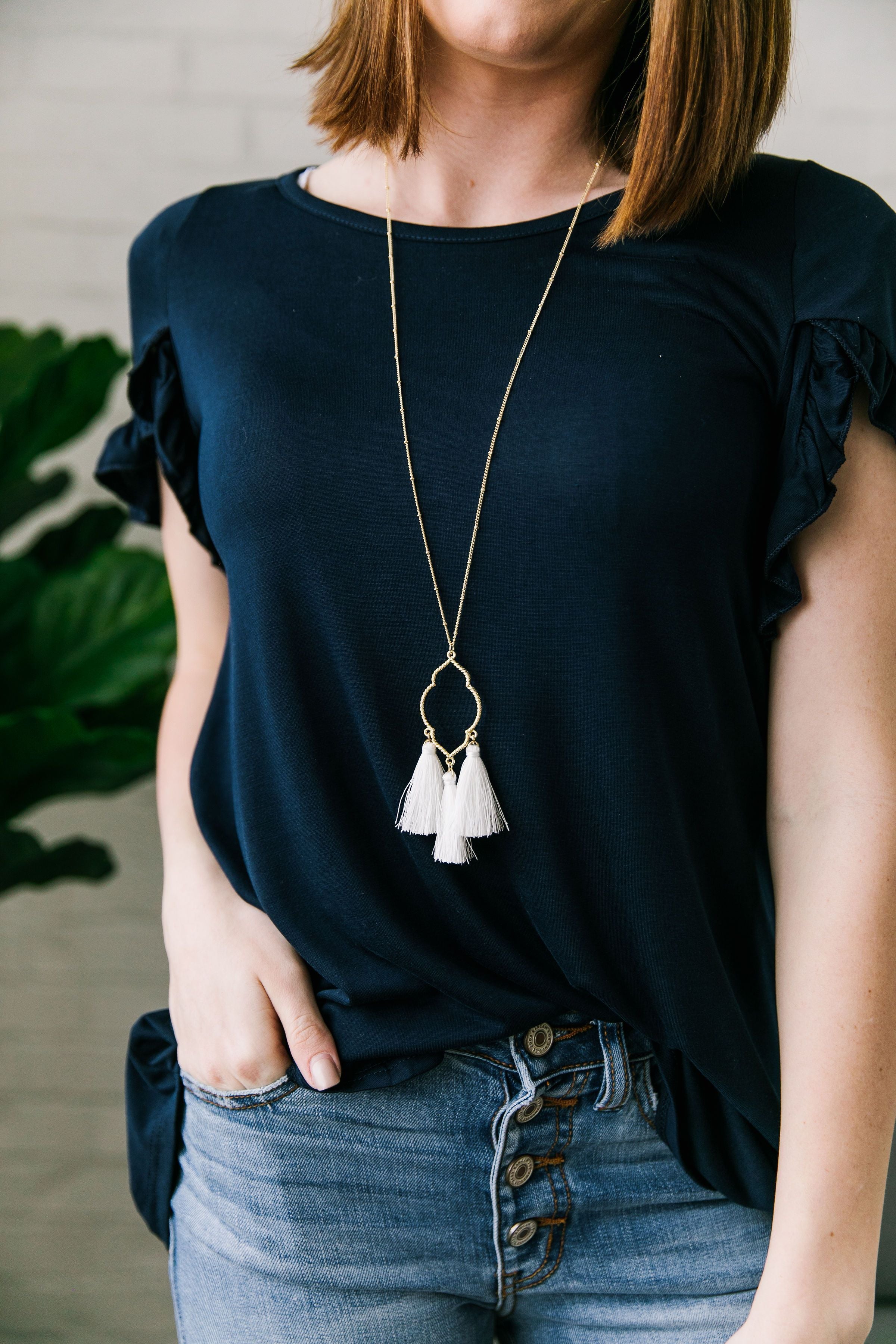 Triple Tassel Pendant Necklace