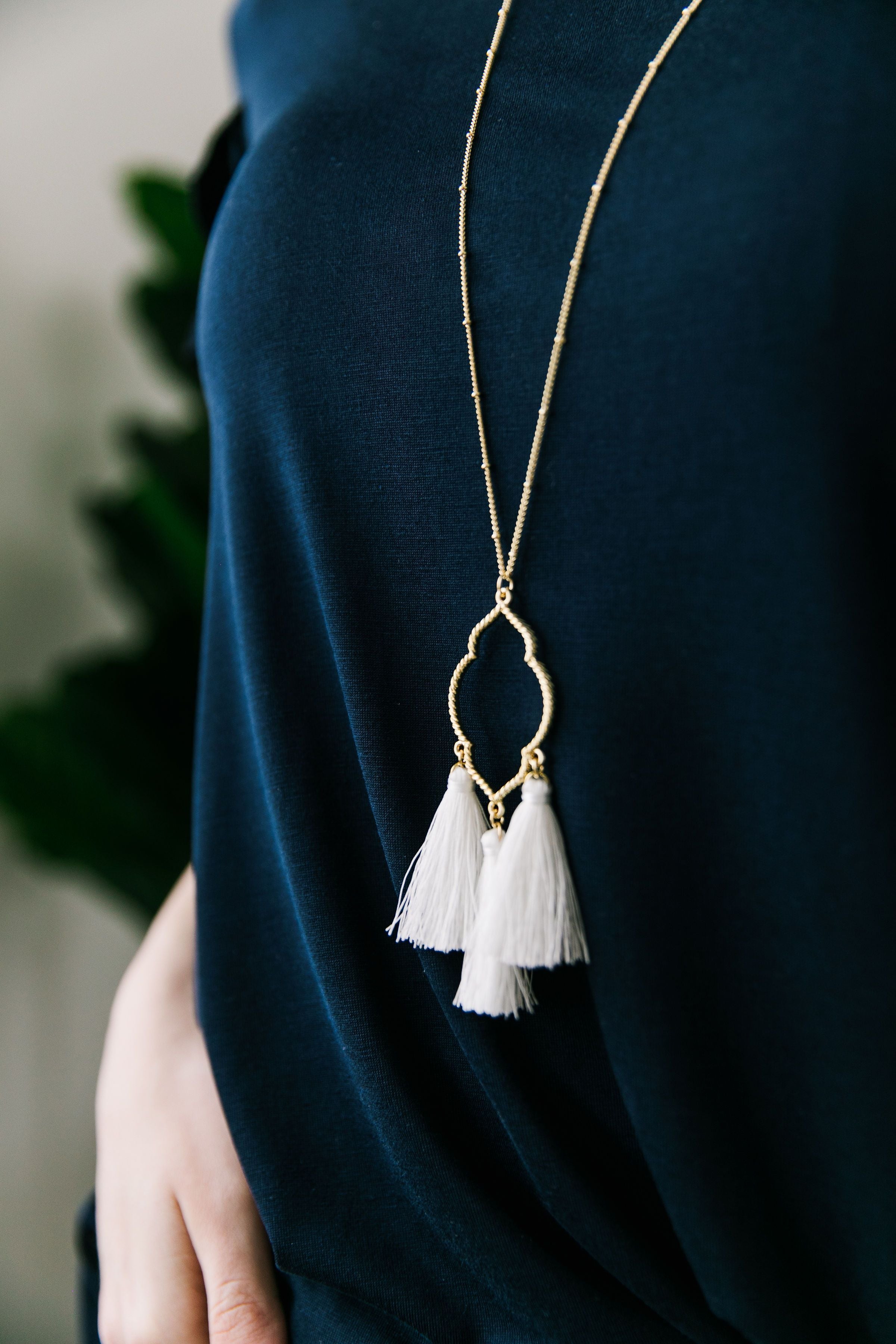 Triple Tassel Pendant Necklace