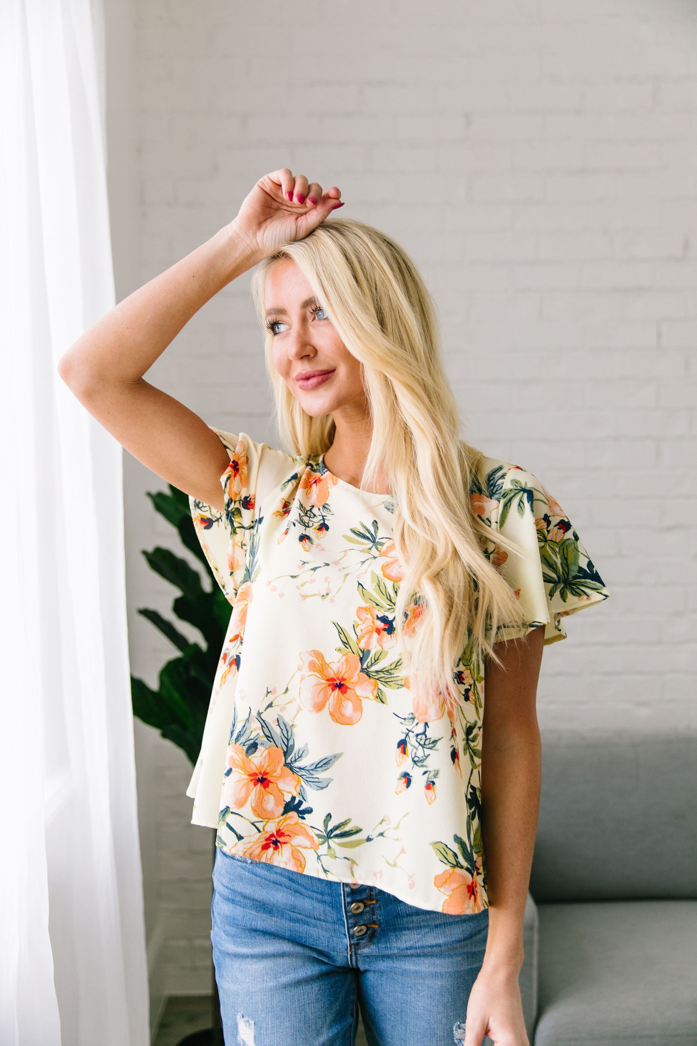 Tropical Paradise Blouse In Cream - ALL SALES FINAL