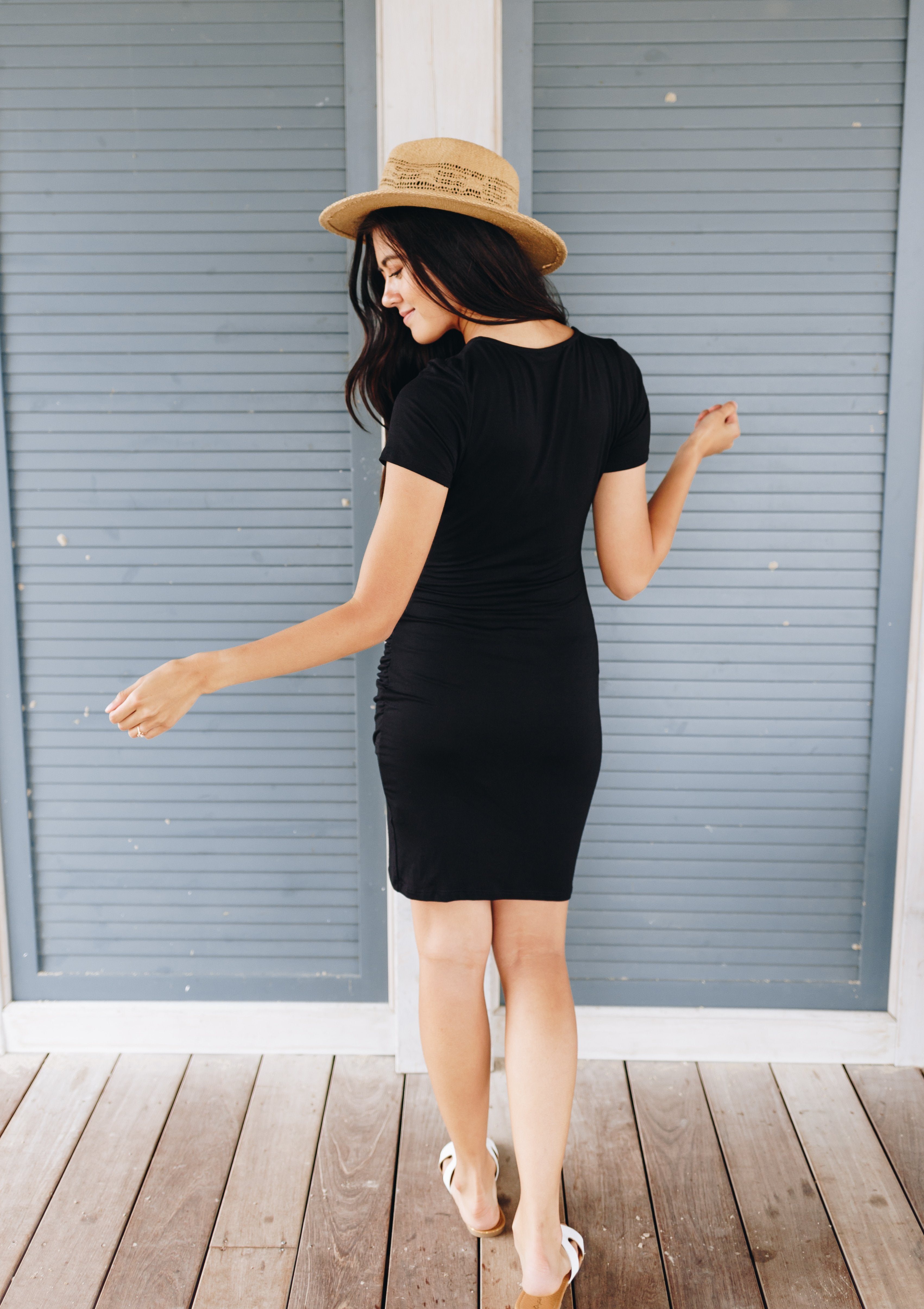 Tulip Hem Ruched T-Shirt Dress