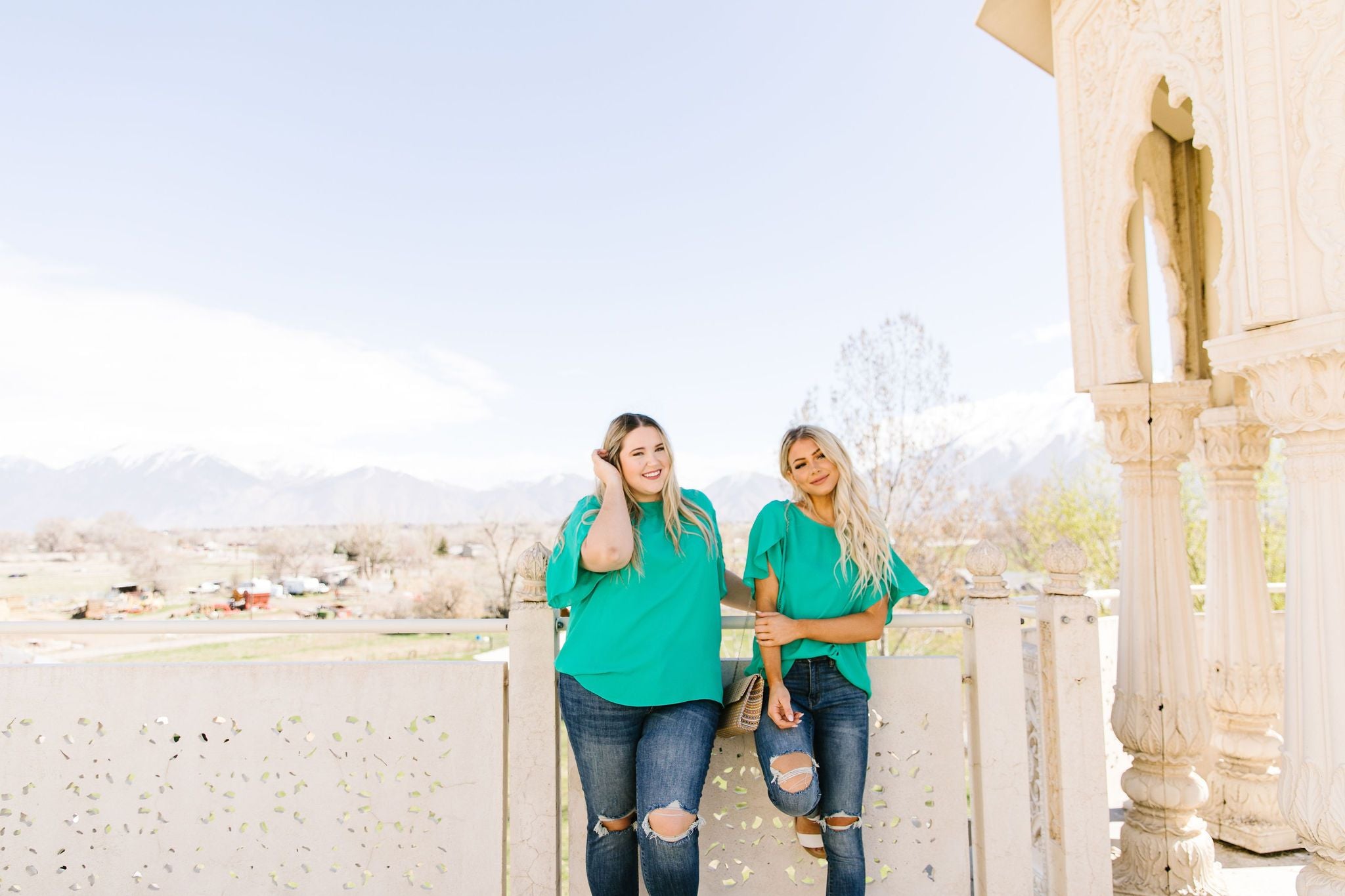 Tulip Sleeve Blouse In Kelly Green