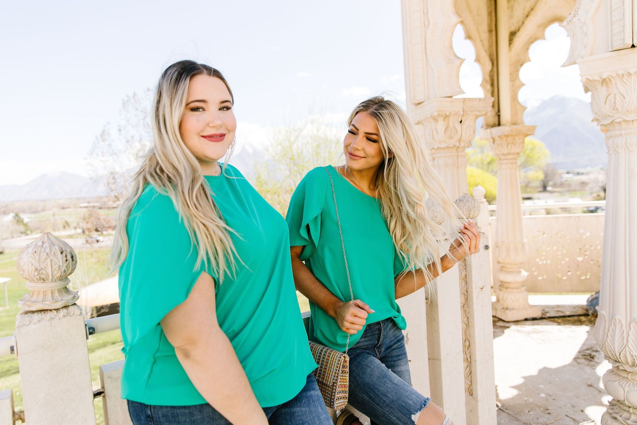 Tulip Sleeve Blouse In Kelly Green