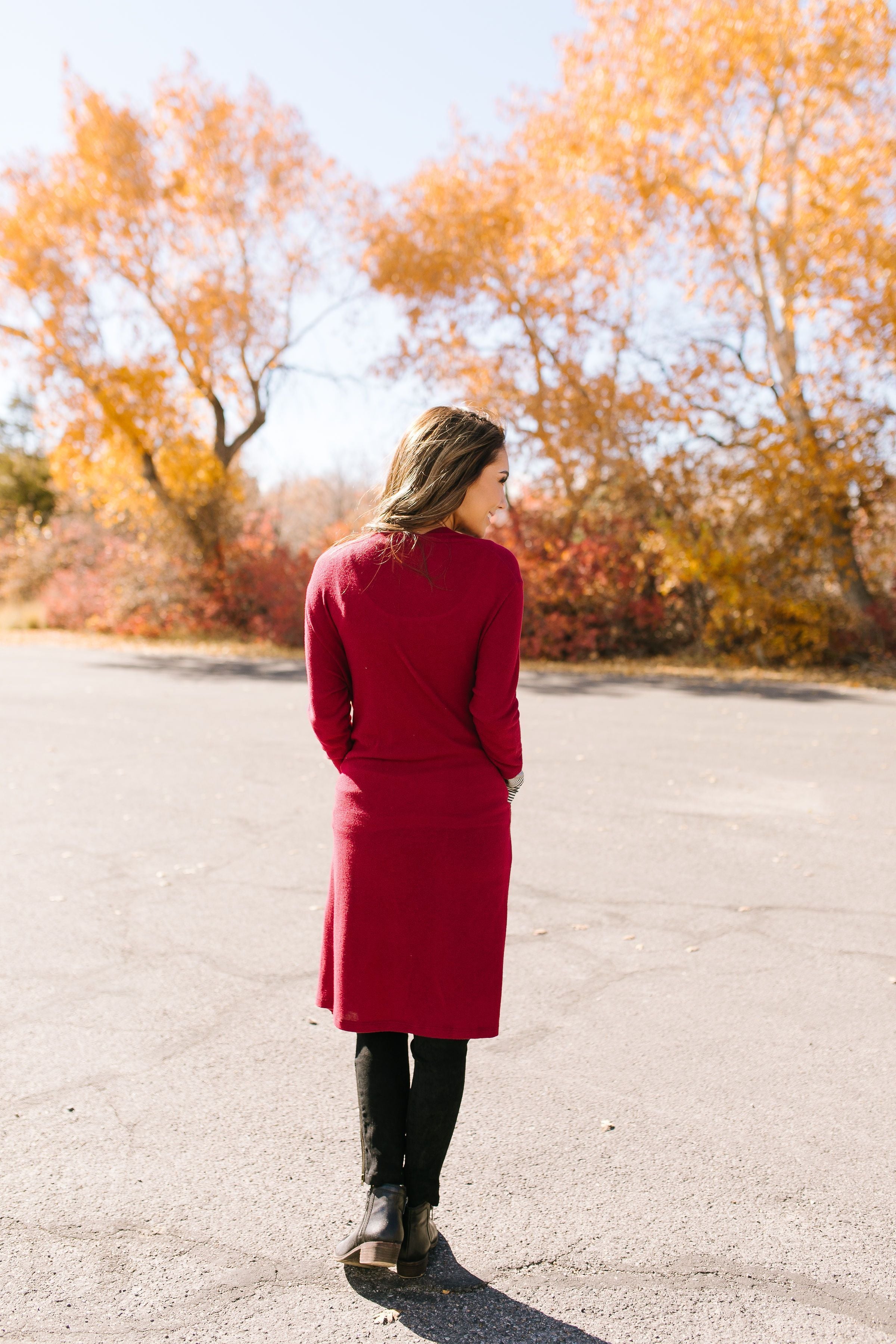 Two Thumbs Up Long Cardi In Red - ALL SALES FINAL