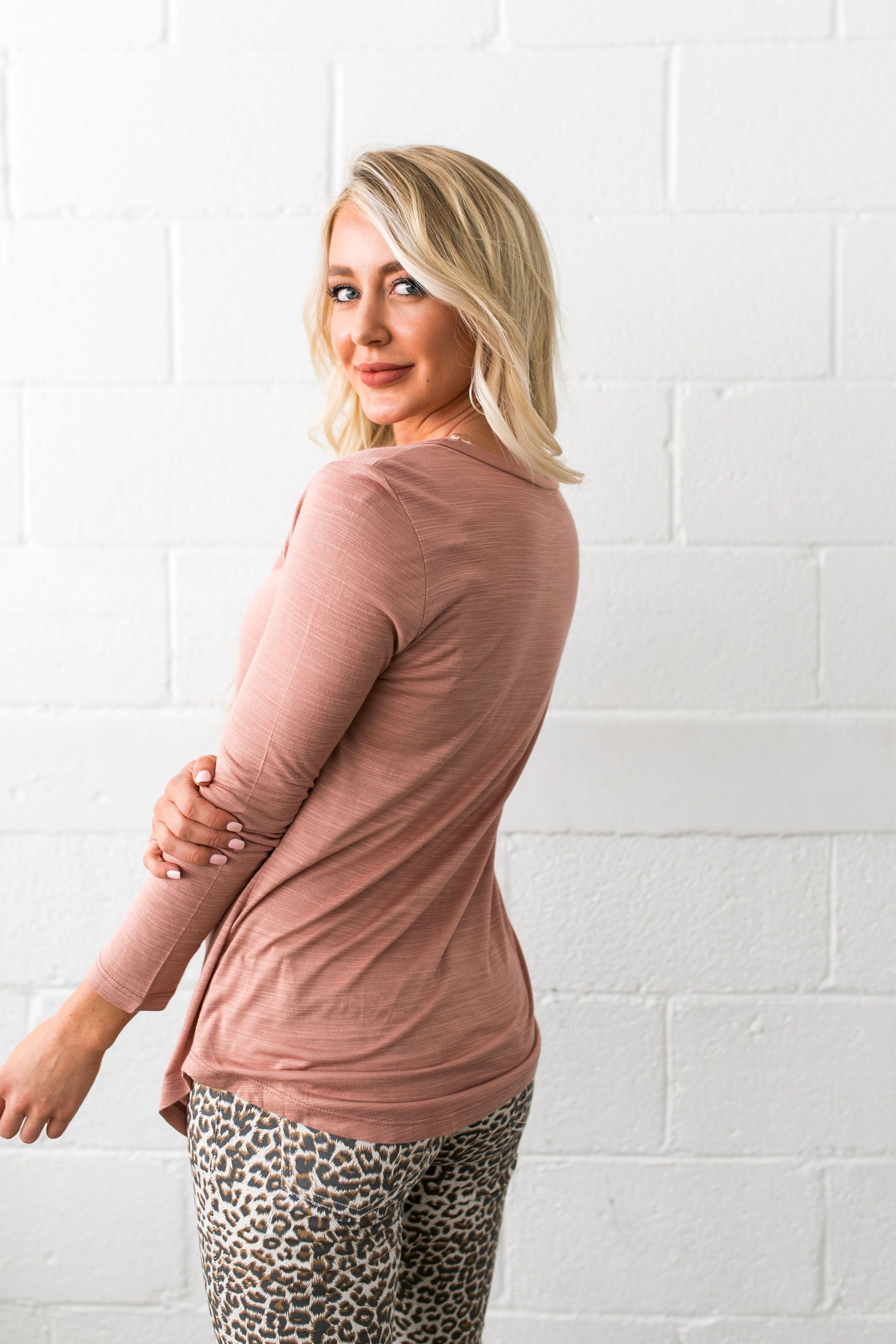 V-Neck Tee In Desert Blush - ALL SALES FINAL