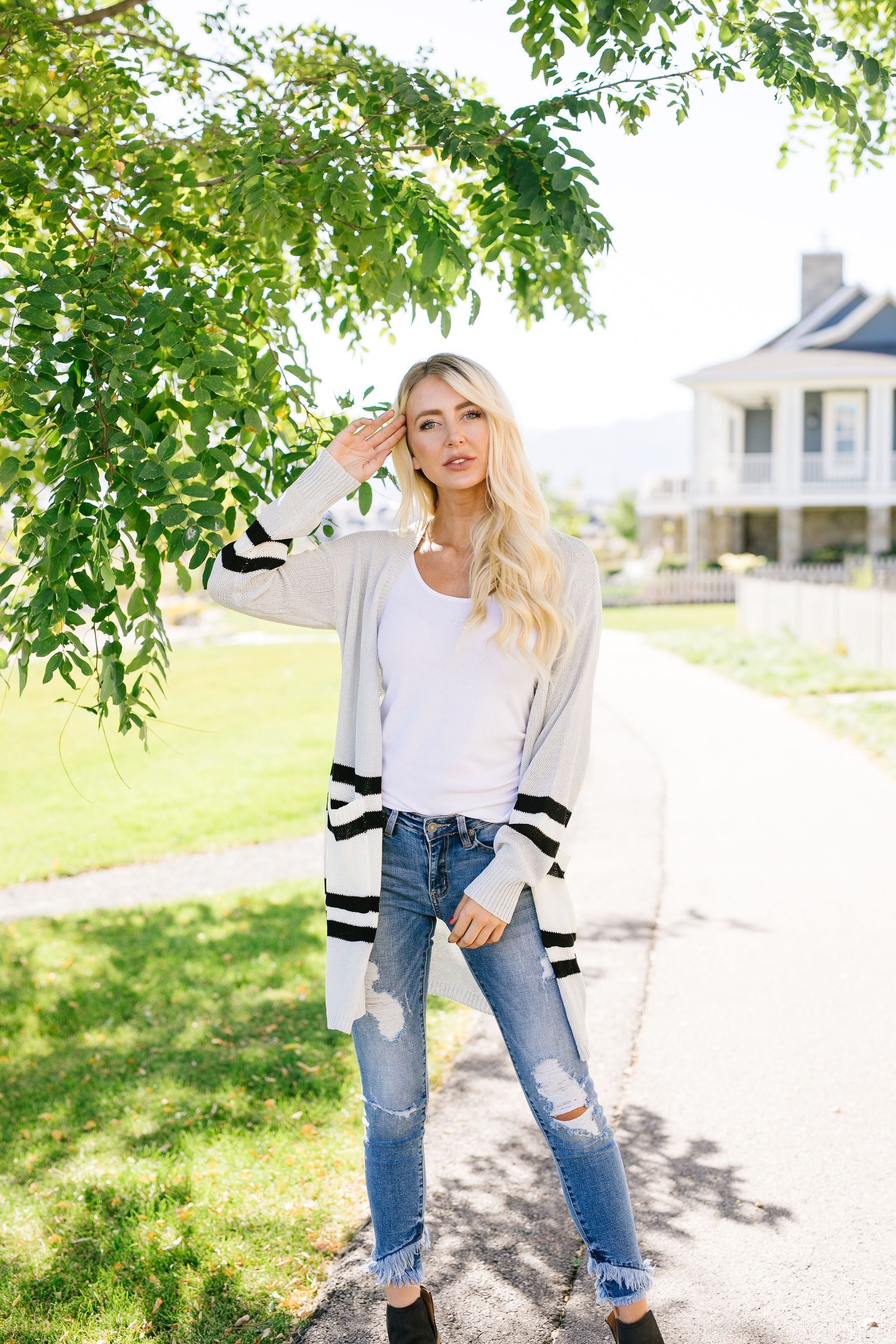 Varsity Blues Striped Cardigan