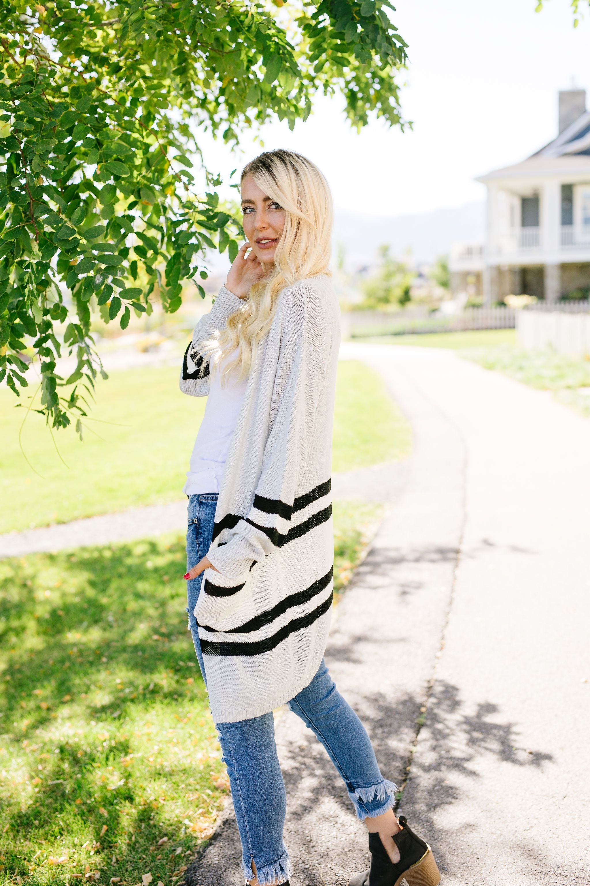 Varsity Blues Striped Cardigan