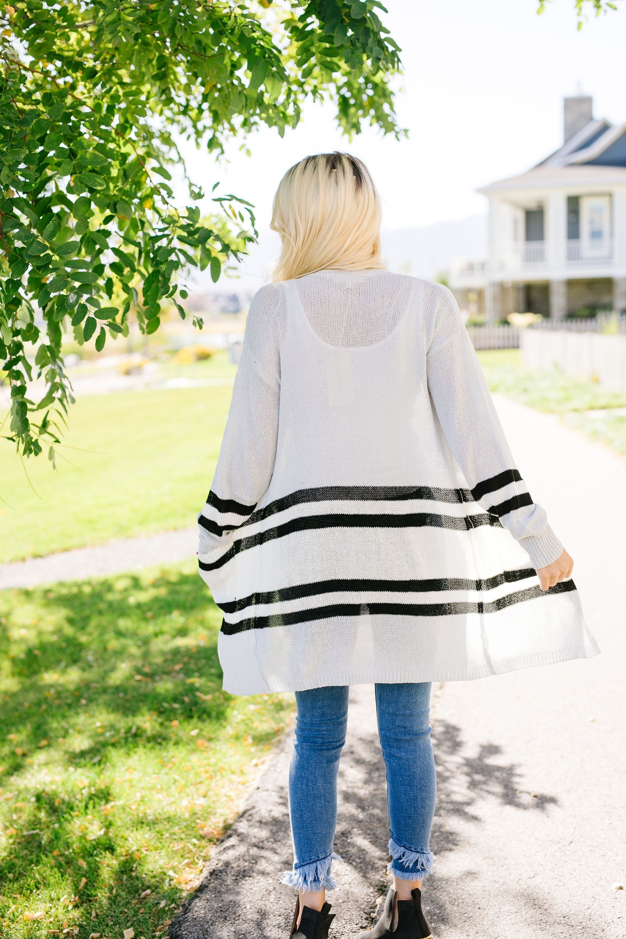 Varsity Blues Striped Cardigan