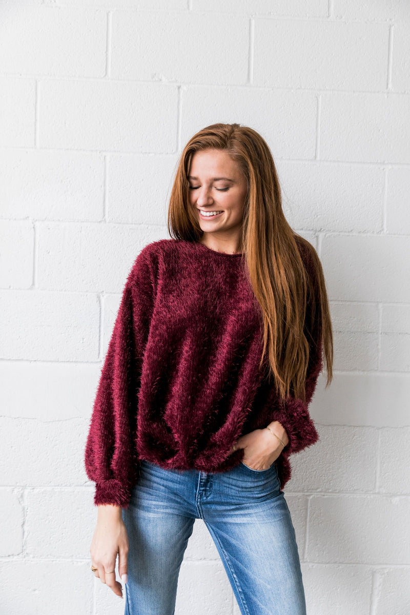 Velvet Ties Fuzzy Sweater - ALL SALES FINAL