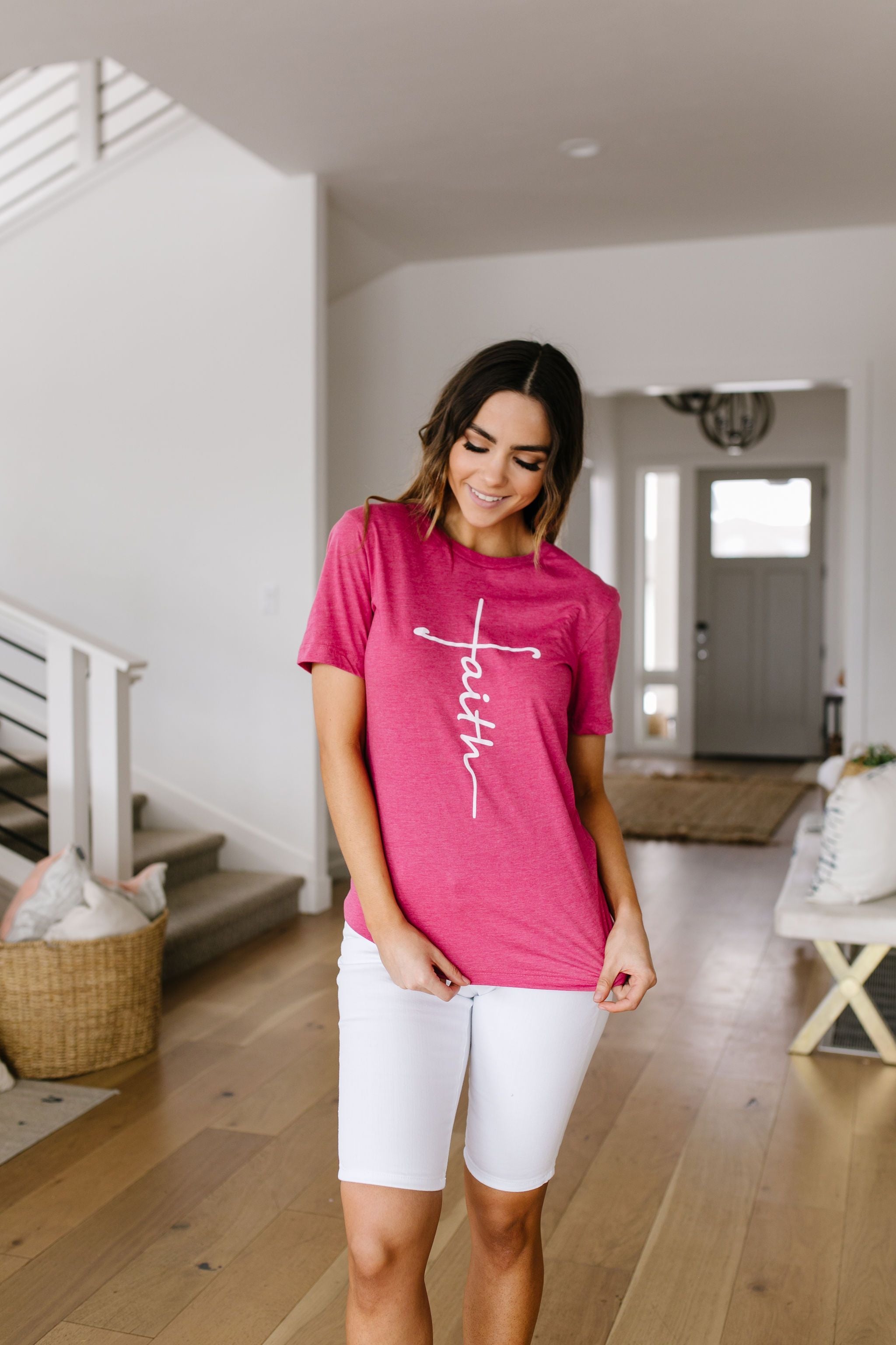 Vertical Faith Graphic Tee In Heathered Berry