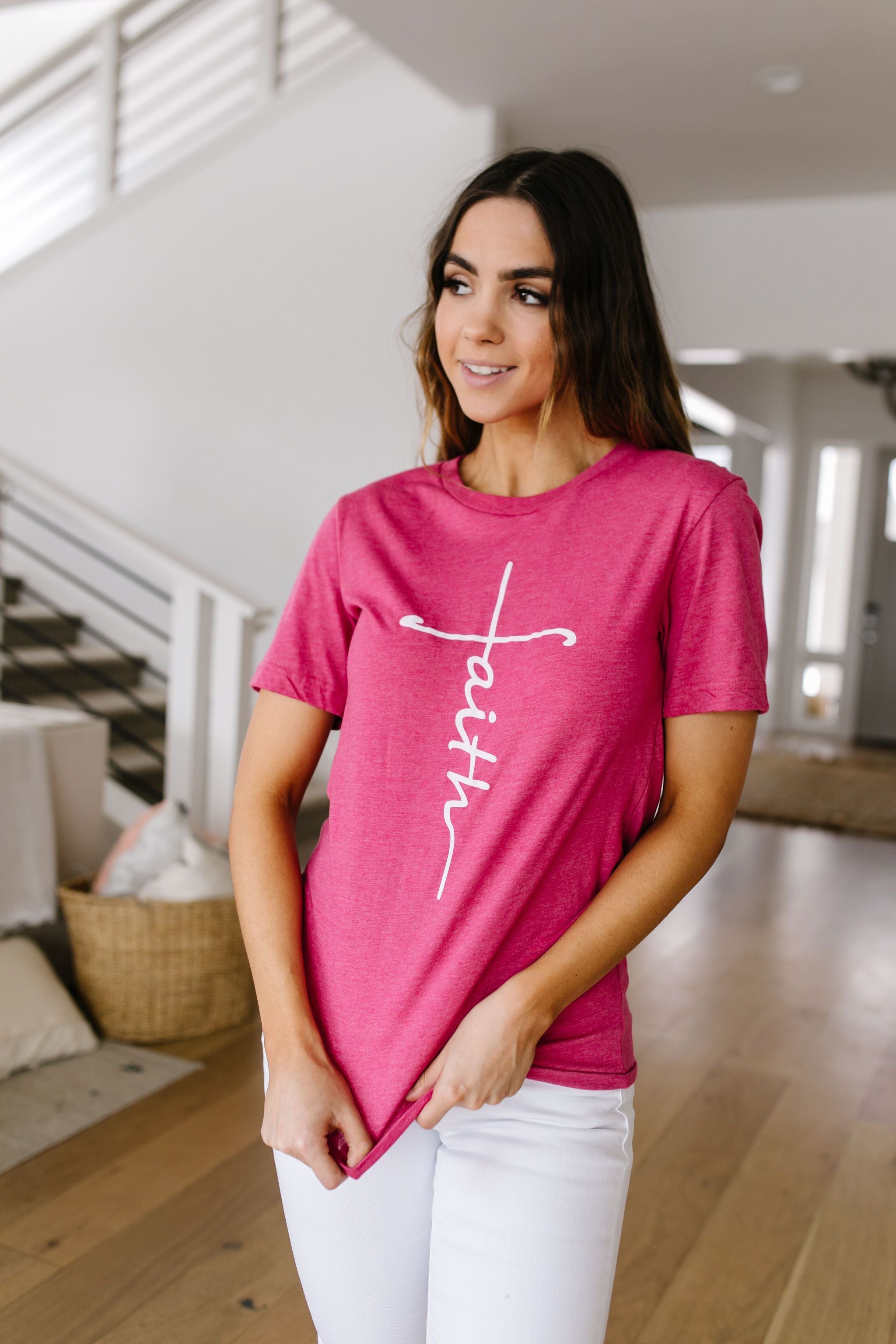 Vertical Faith Graphic Tee In Heathered Berry