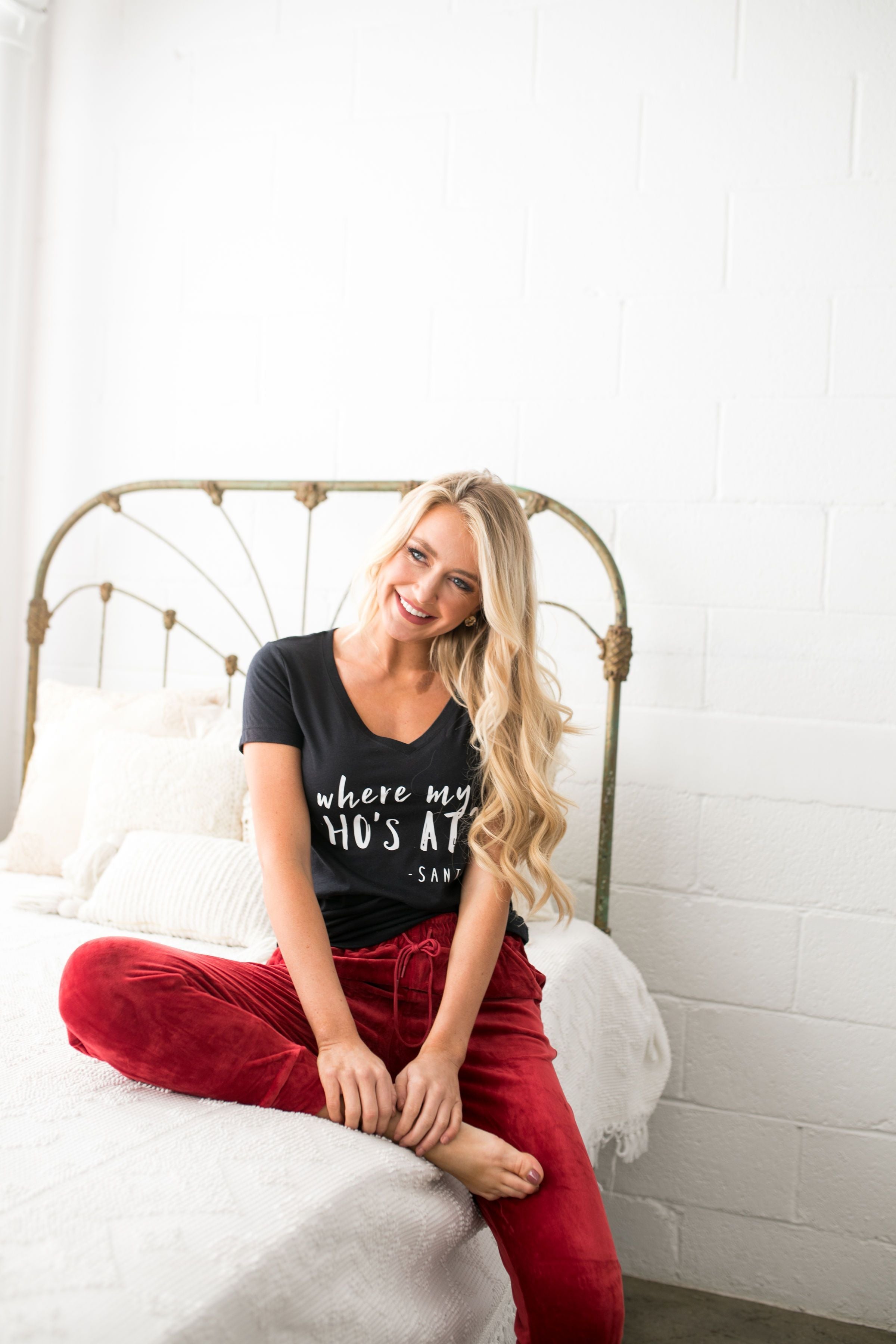 Very Velvety Velour Joggers In Red - ALL SALES FINAL