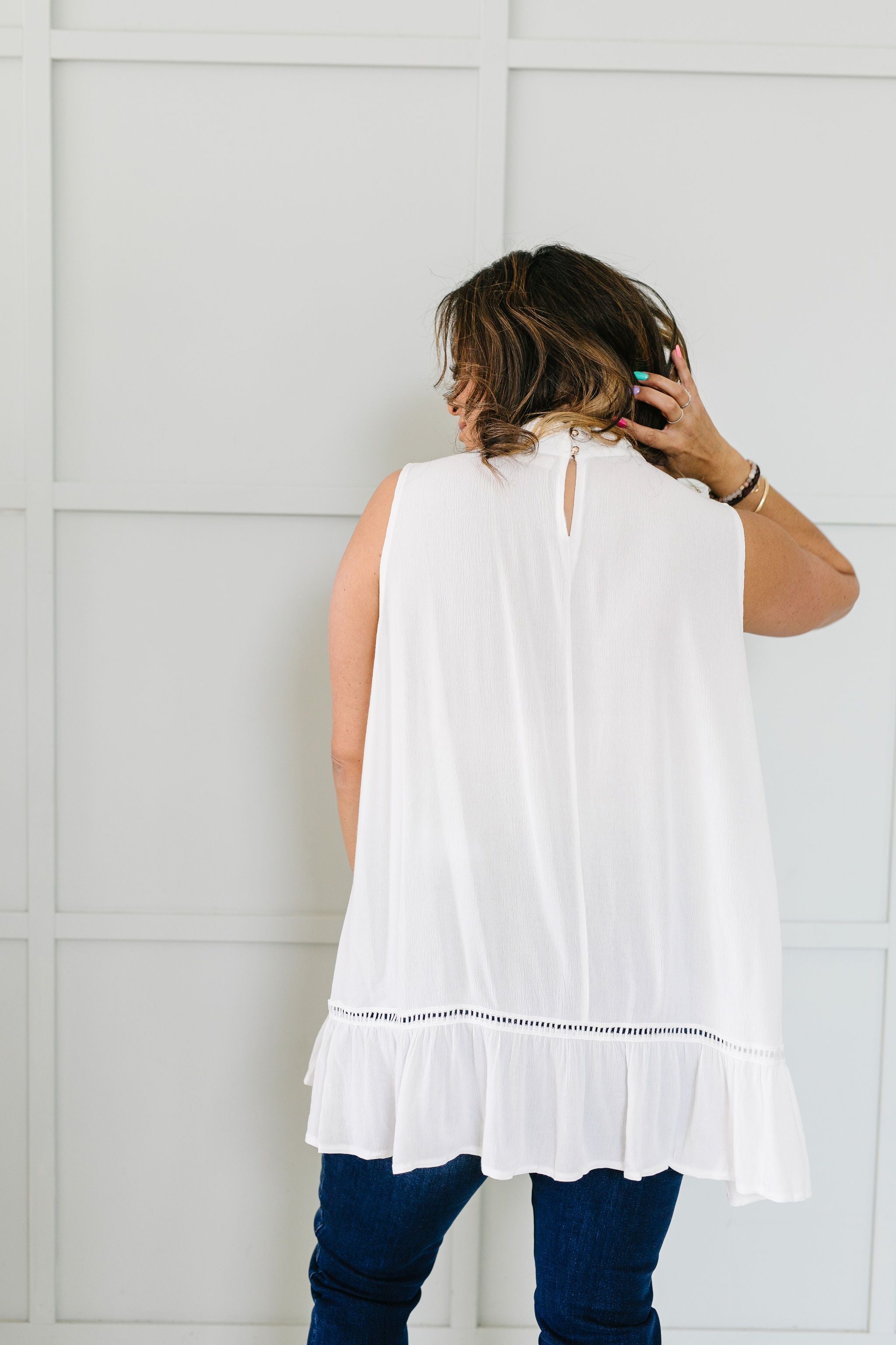 Victoria Lace Mock Neck Top In Ivory