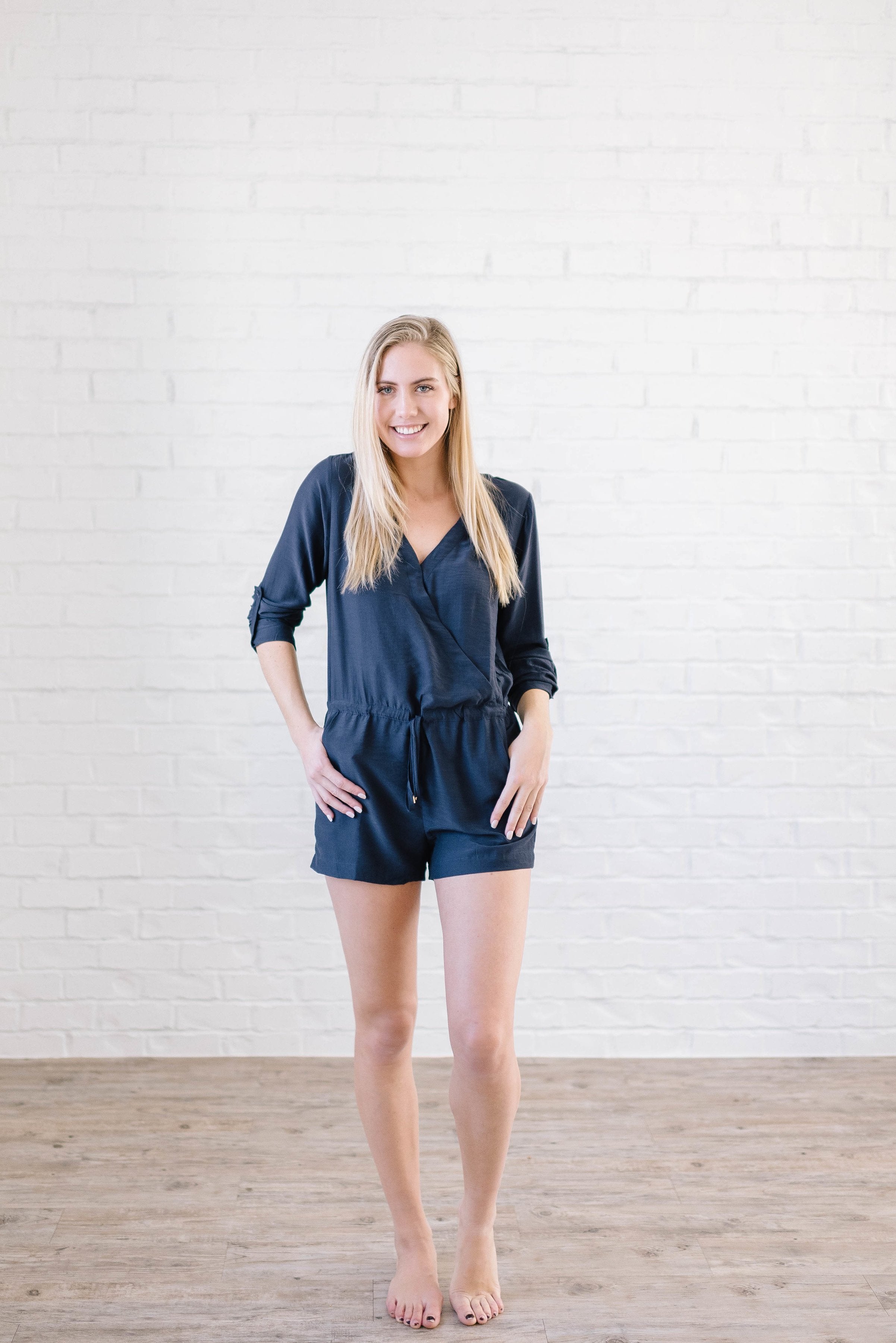 Walk With Me Romper in Navy