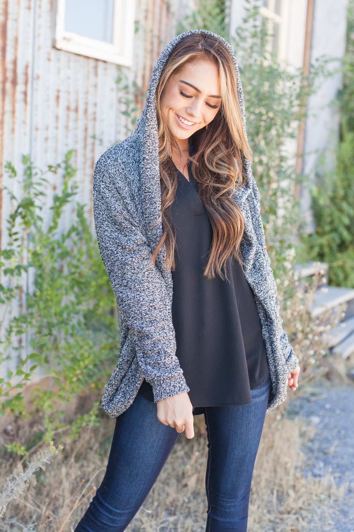 Warm Fuzzy Nubby Knit Hooded Cardigan - ALL SALES FINAL