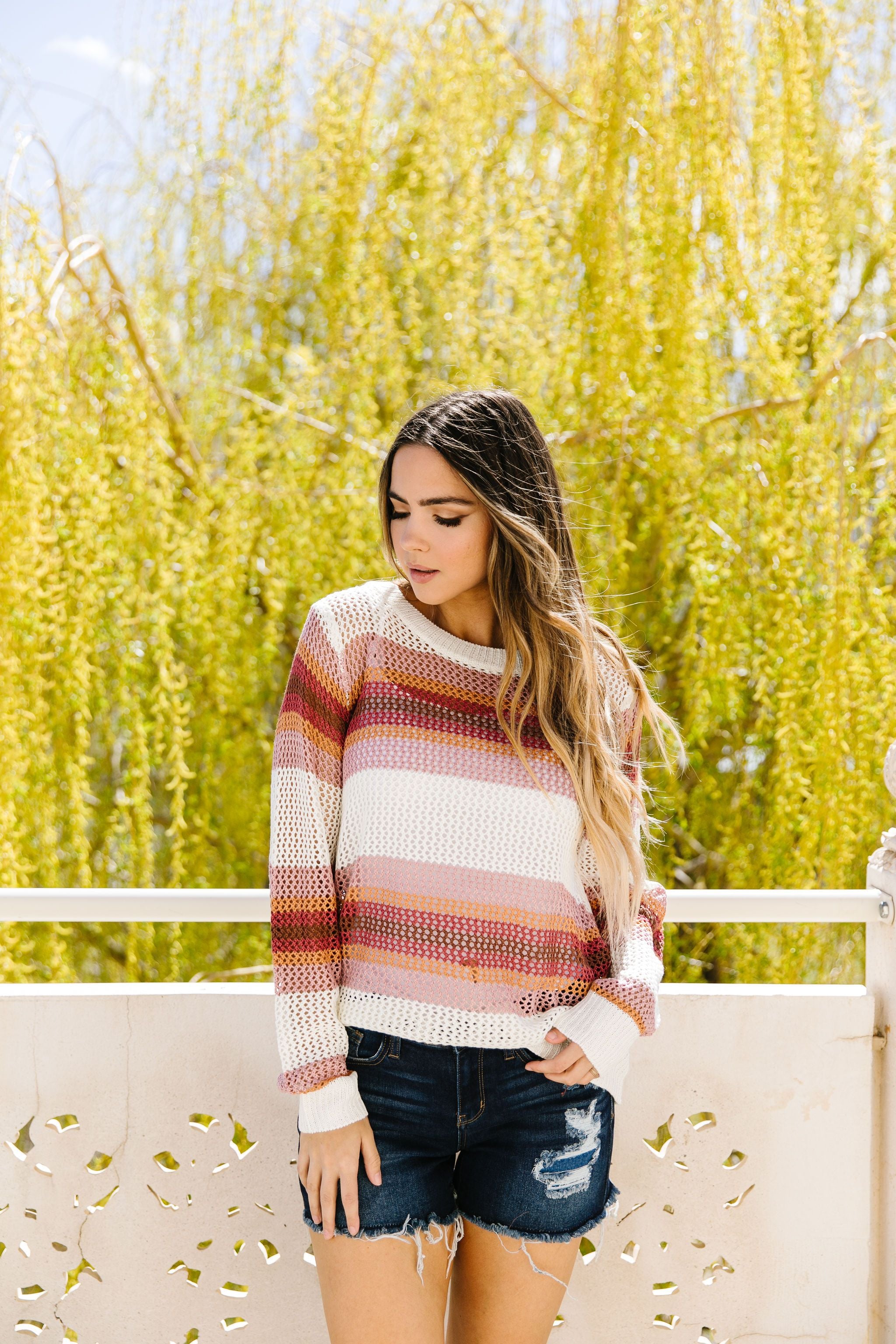 Warm Stripes Sheer Sweater