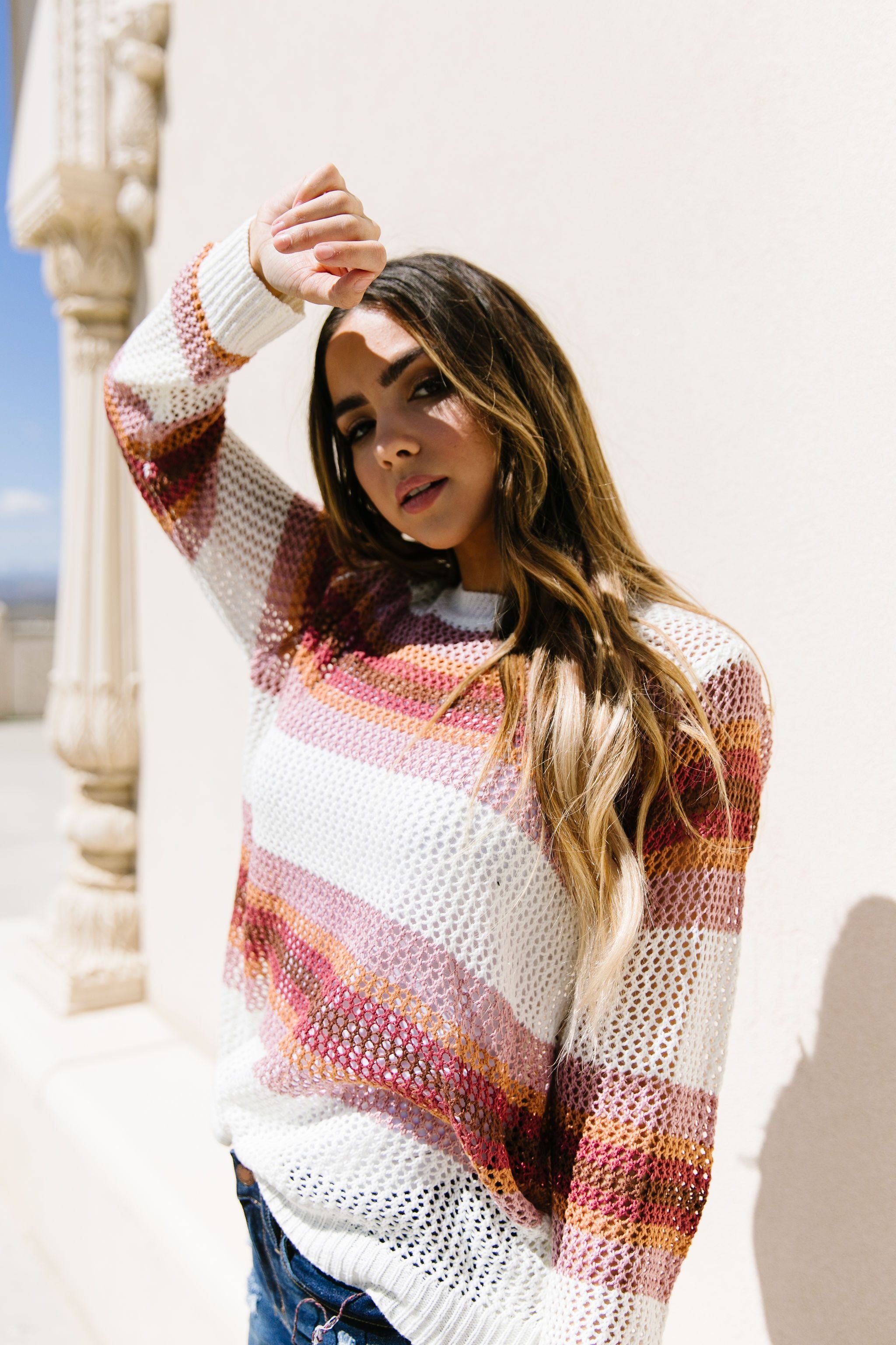 Warm Stripes Sheer Sweater