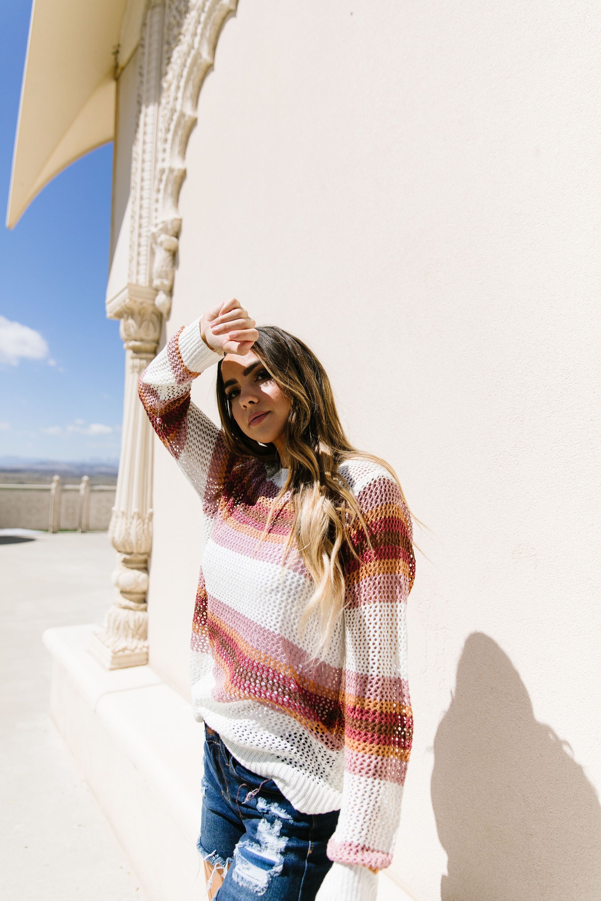 Warm Stripes Sheer Sweater