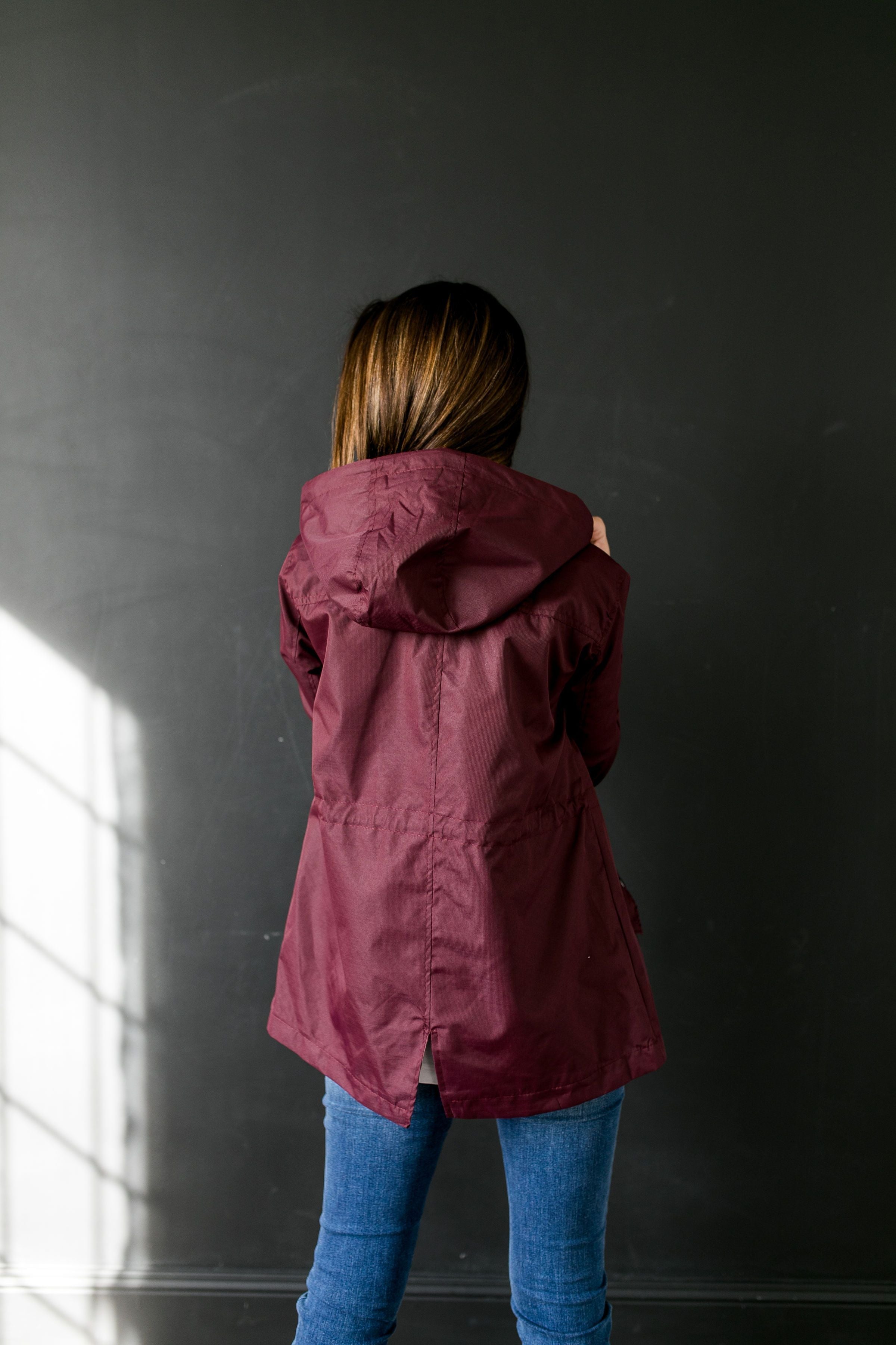 Waterproof Hooded Anorak In Burgundy