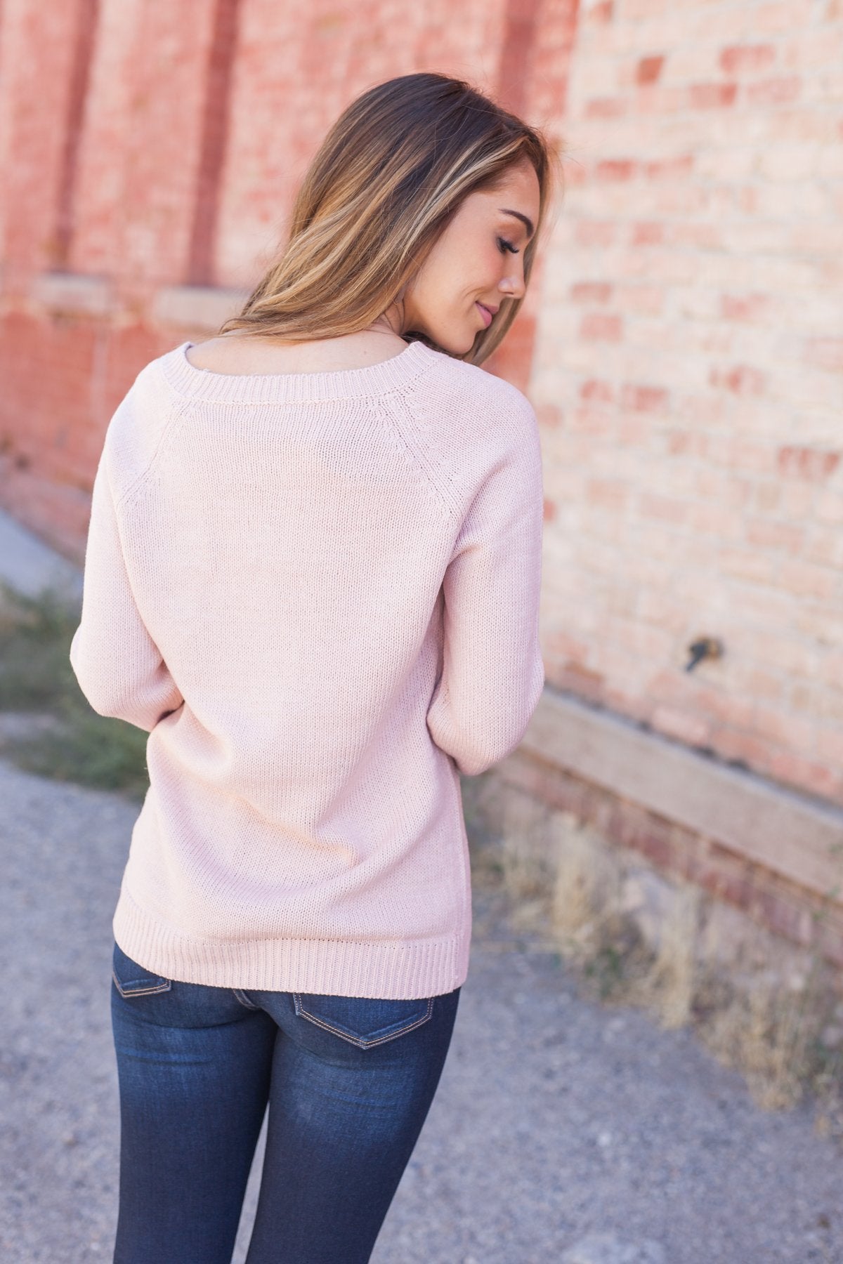 Wear Your Heart On Your Sleeve Sweater In Pale Pink