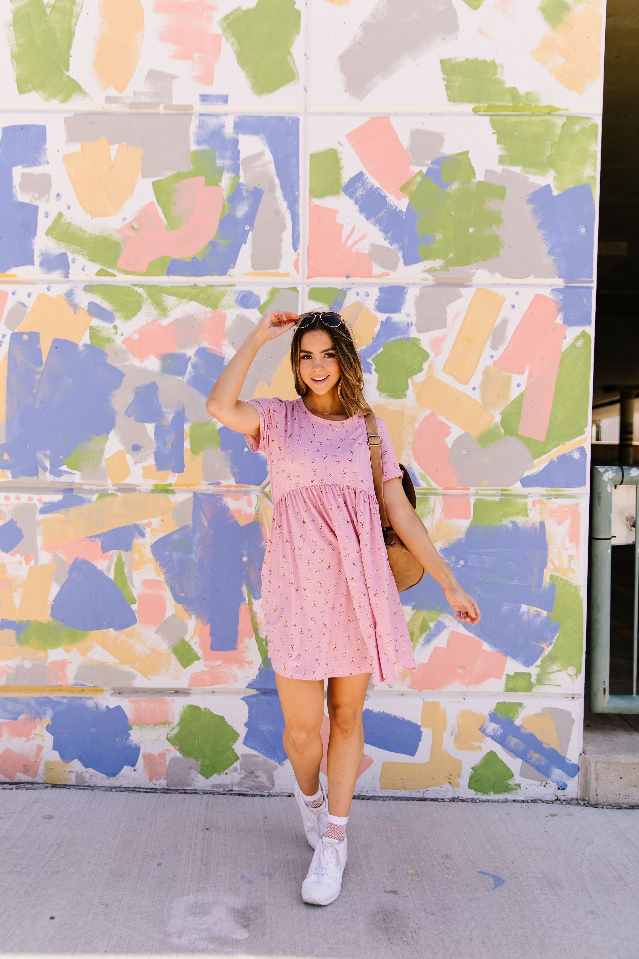 Wee Floral Babydoll Dress In Pink