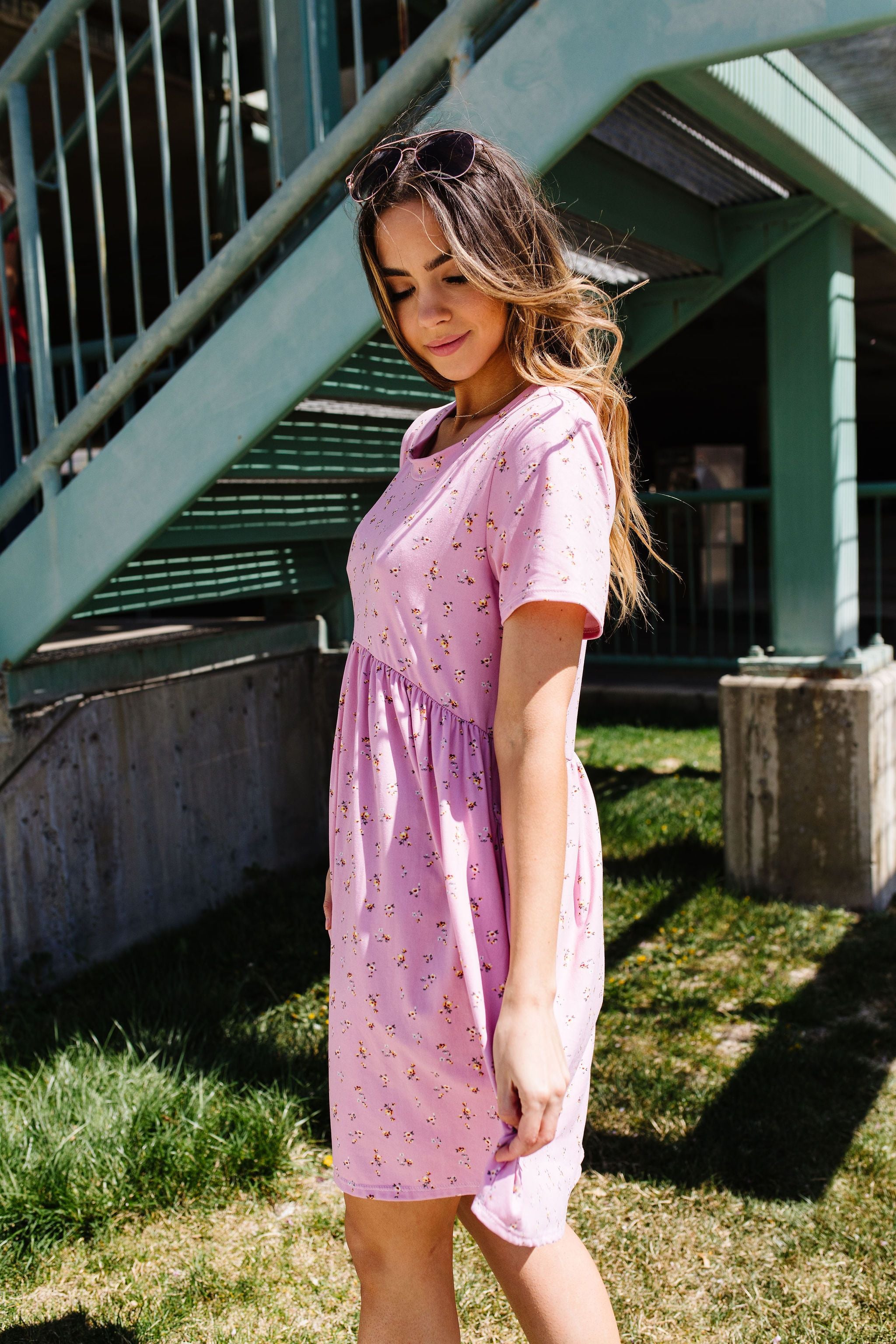 Wee Floral Babydoll Dress In Pink