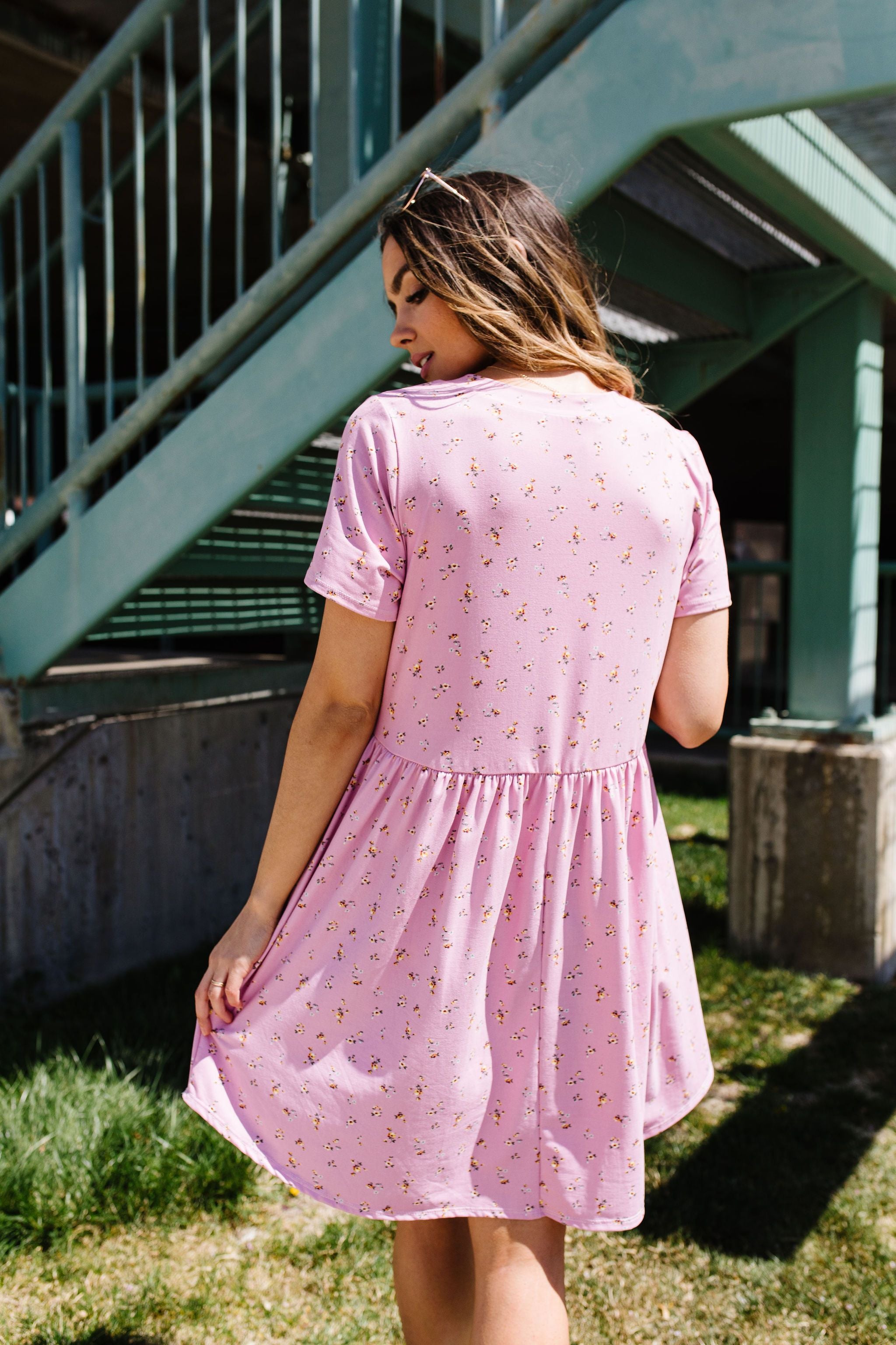 Wee Floral Babydoll Dress In Pink