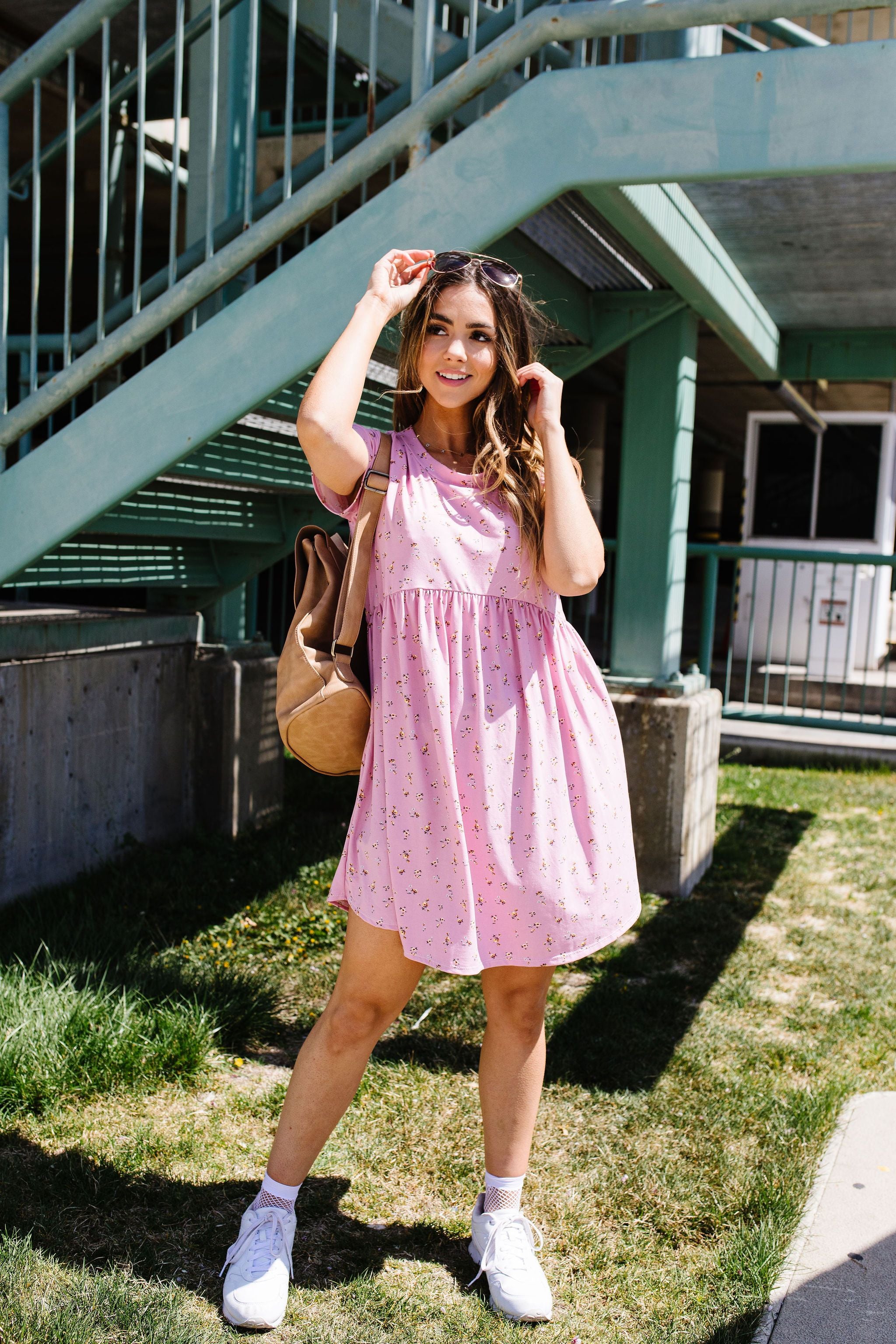 Wee Floral Babydoll Dress In Pink