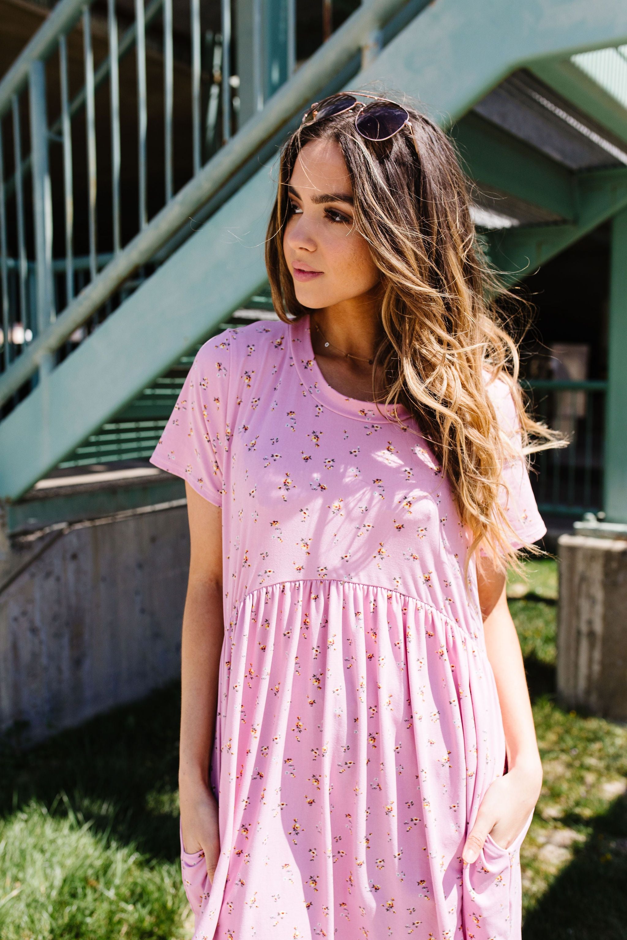 Wee Floral Babydoll Dress In Pink