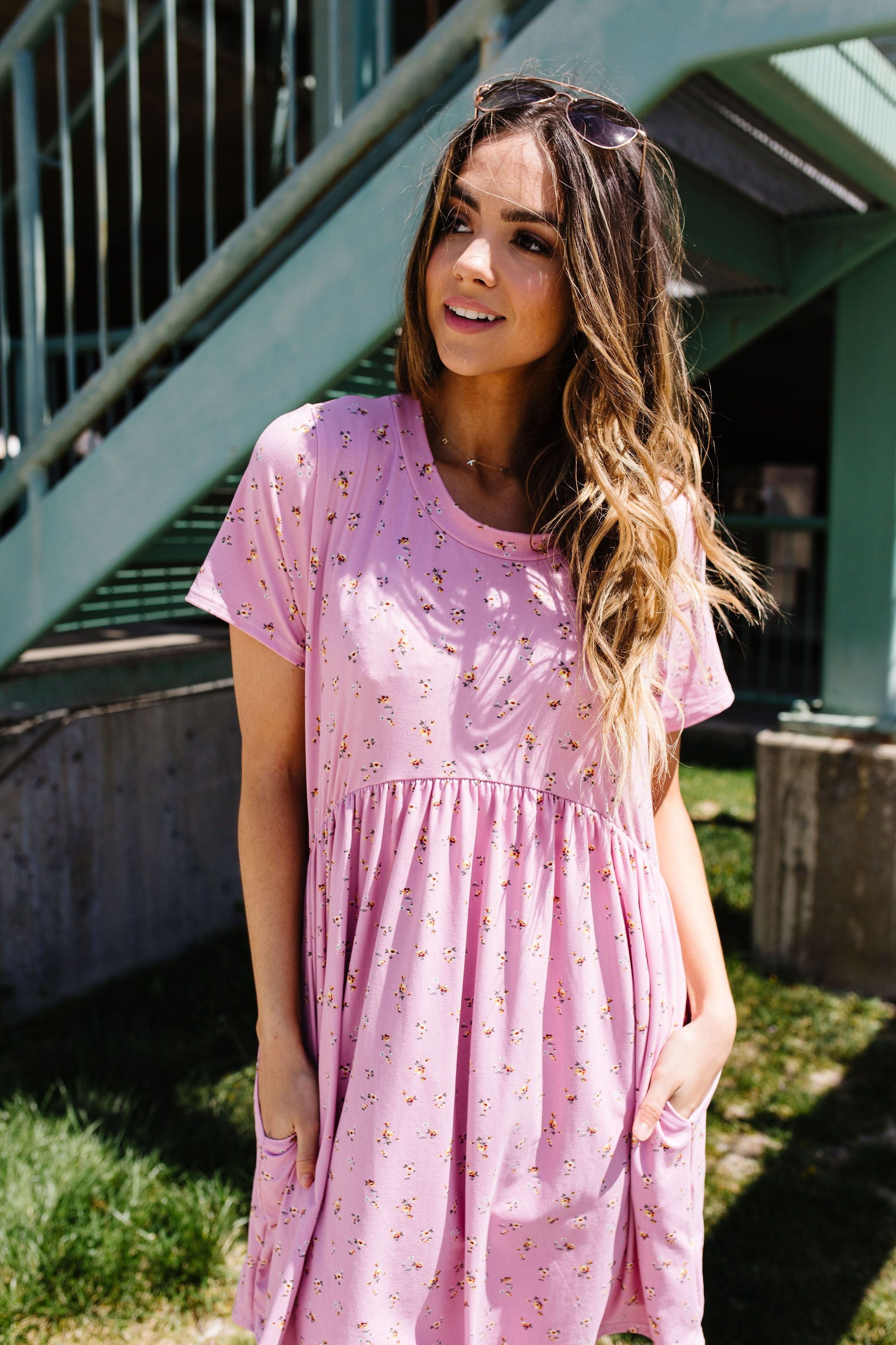 Wee Floral Babydoll Dress In Pink