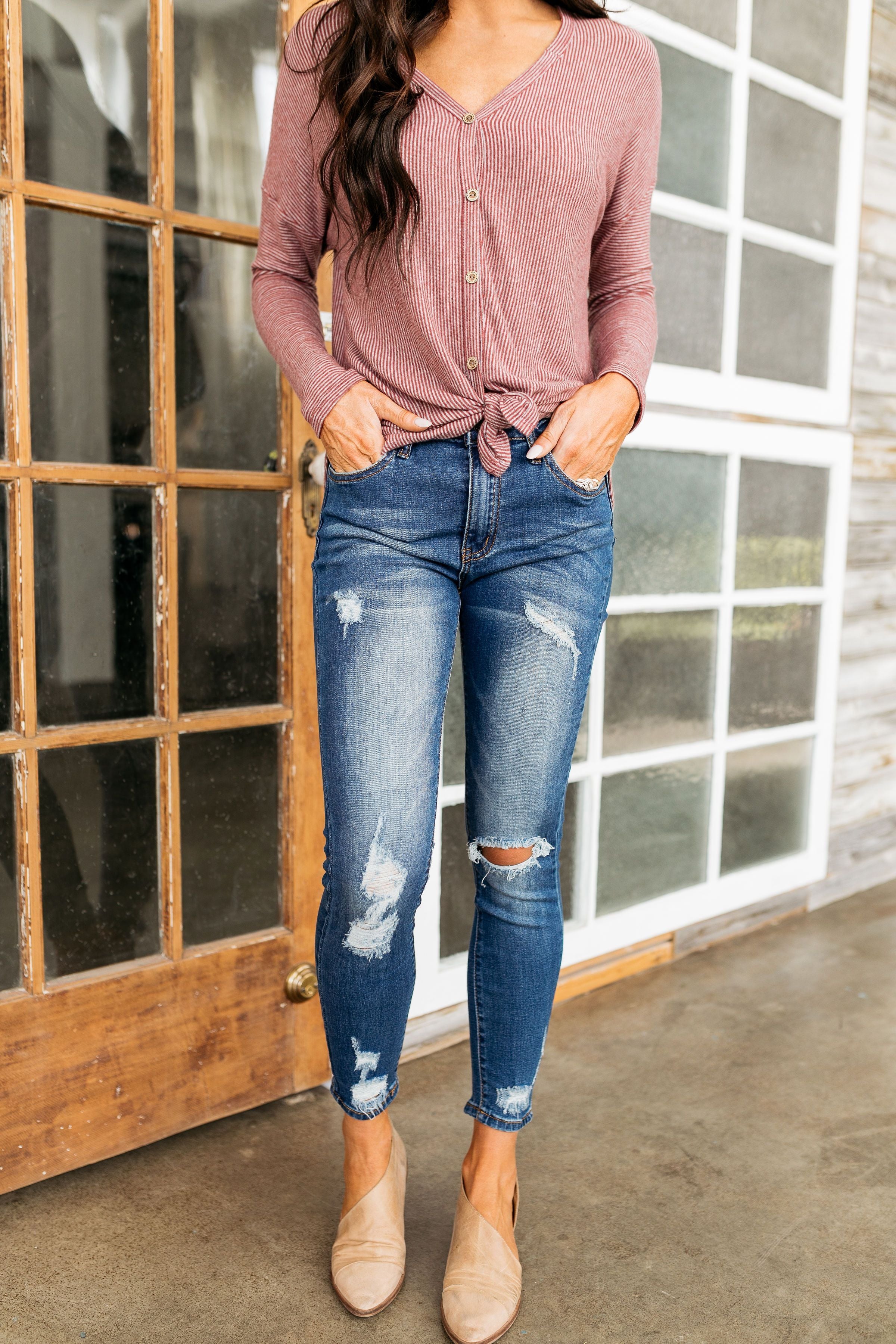 Weekend Warrior Distressed Ankle Skinny Jeans