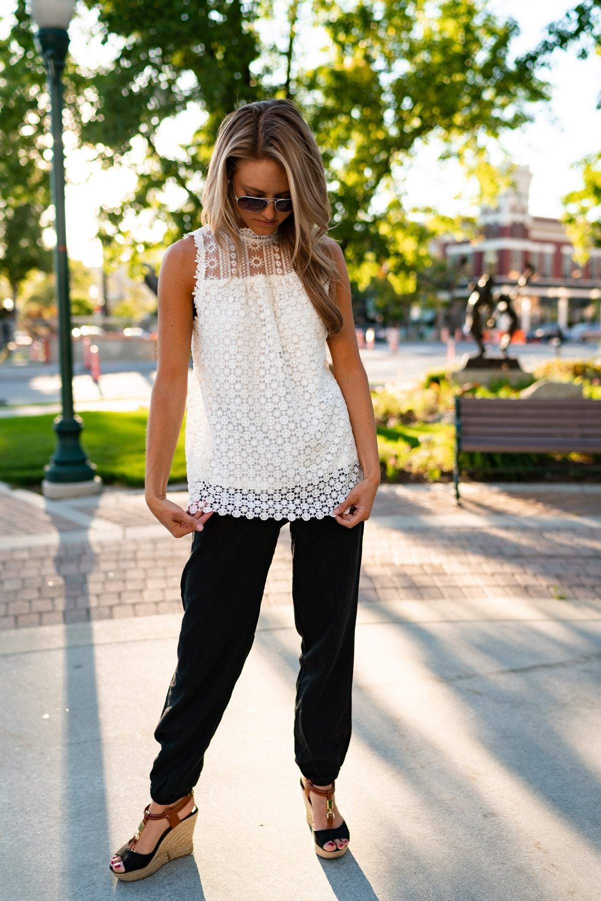 White Lace Sleeveless Top