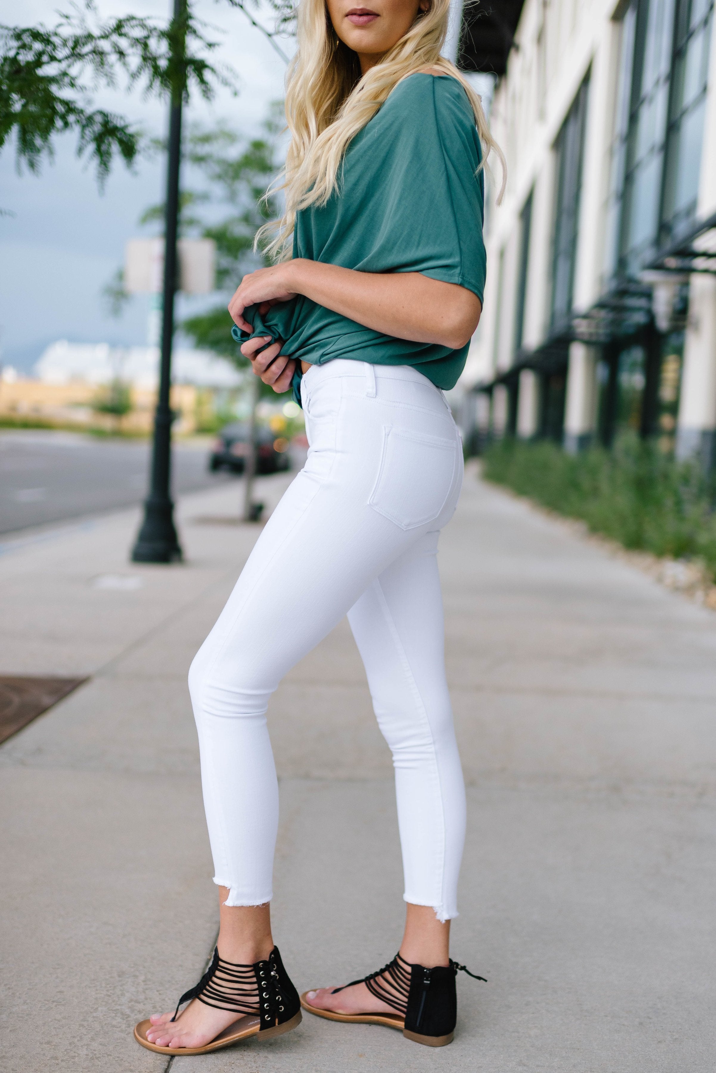 White Step Hem Skinnies