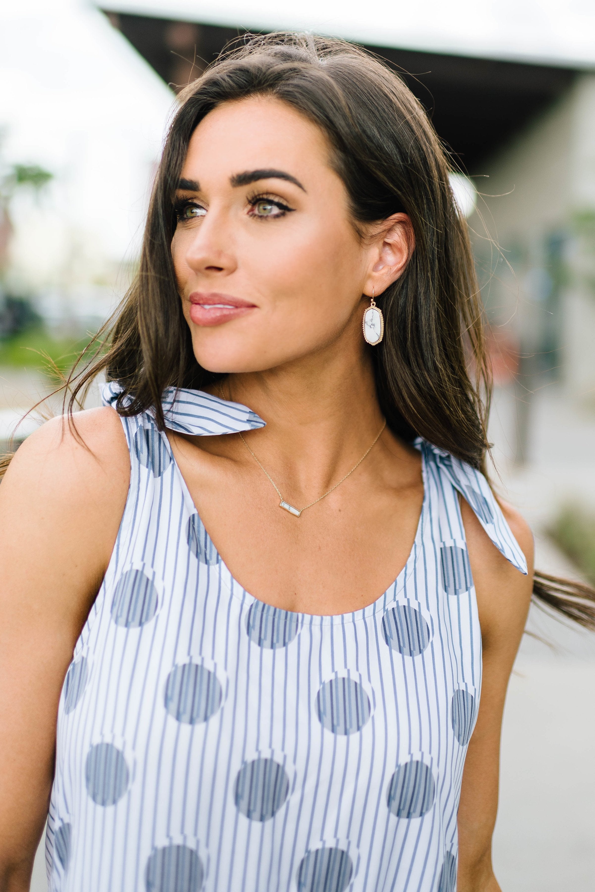 White Stone Drop Earrings