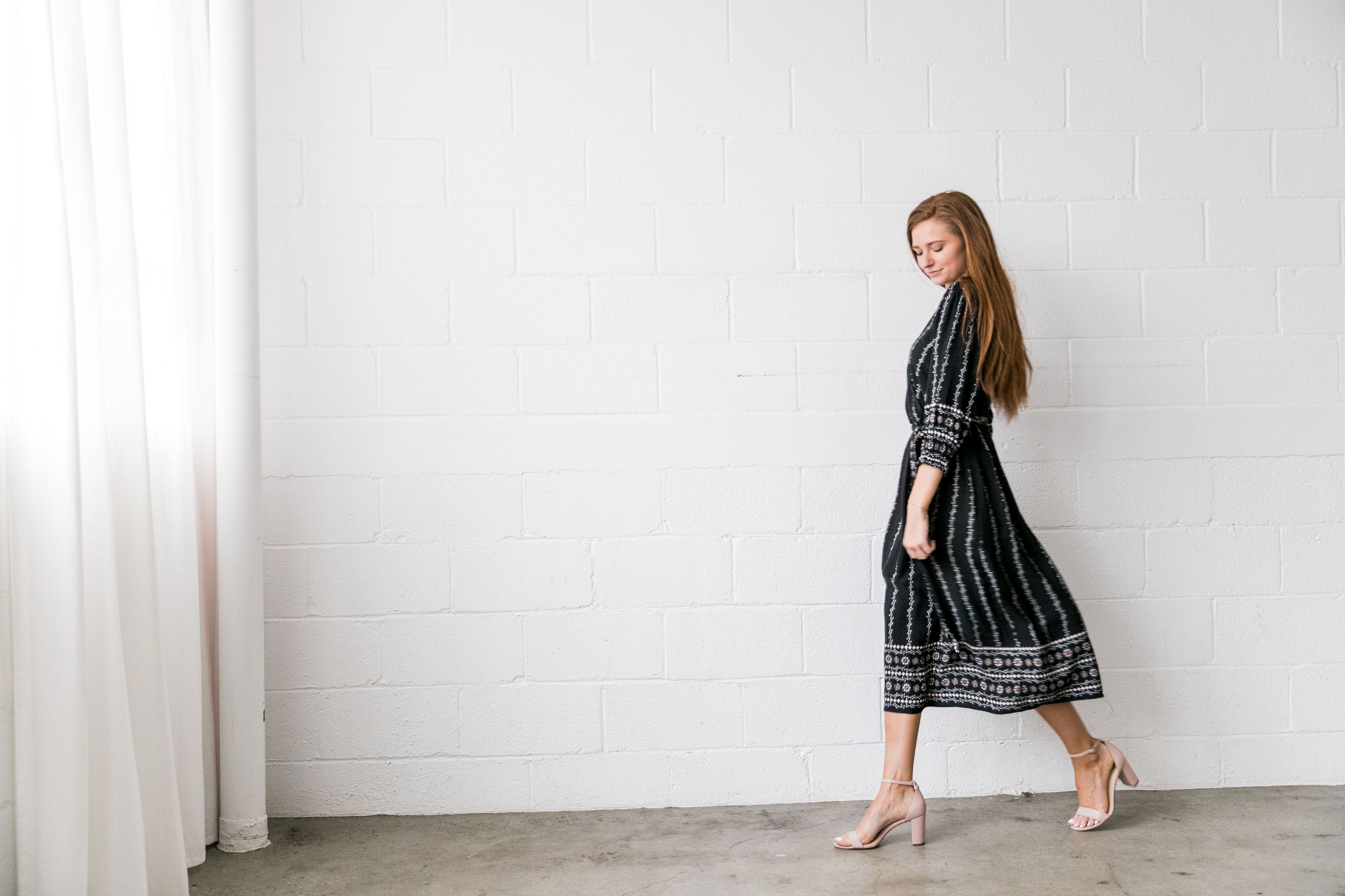 Winding Vines Wrap Dress In Black