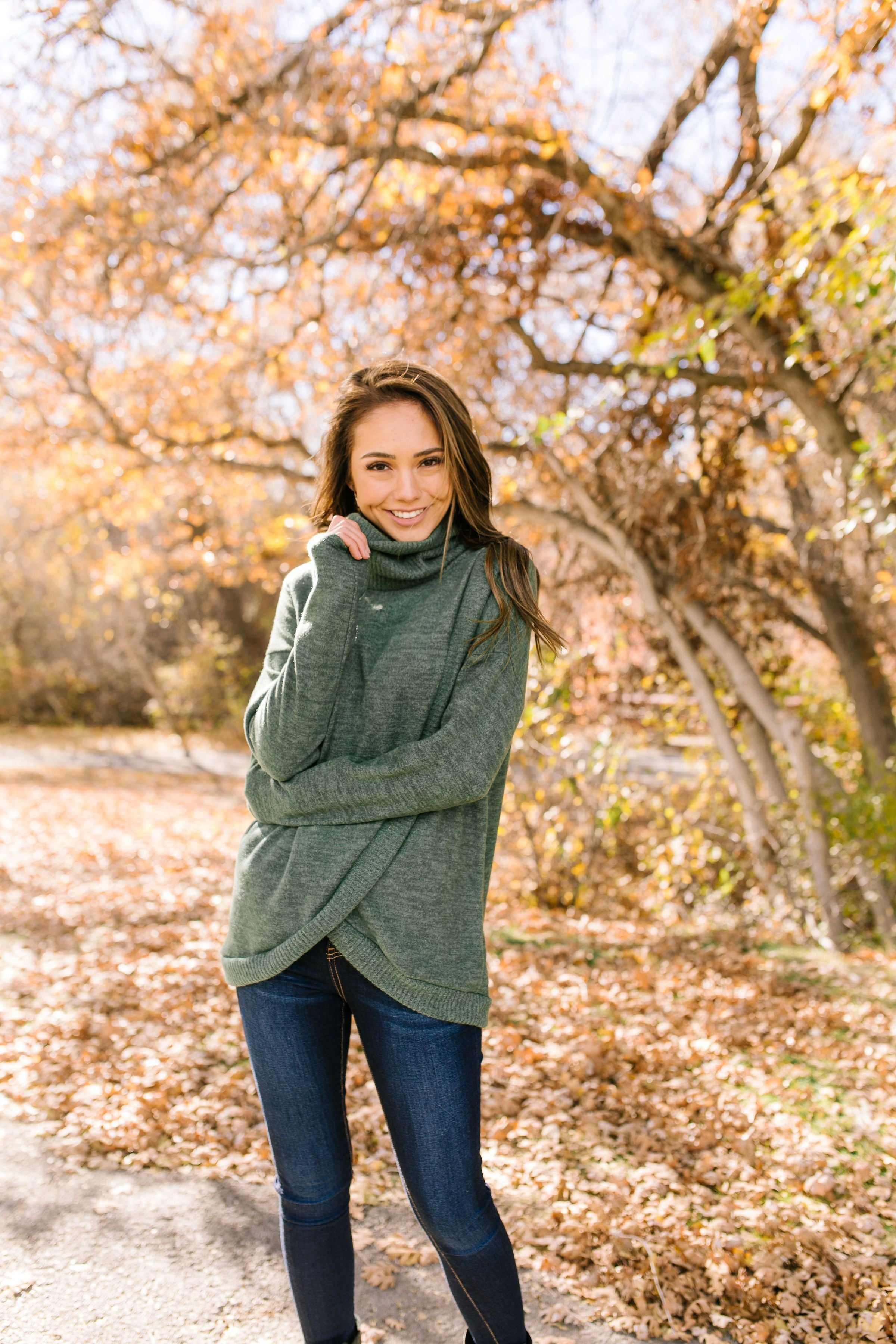 Wrap Your Arms Around Me Sweater In Hunter Green