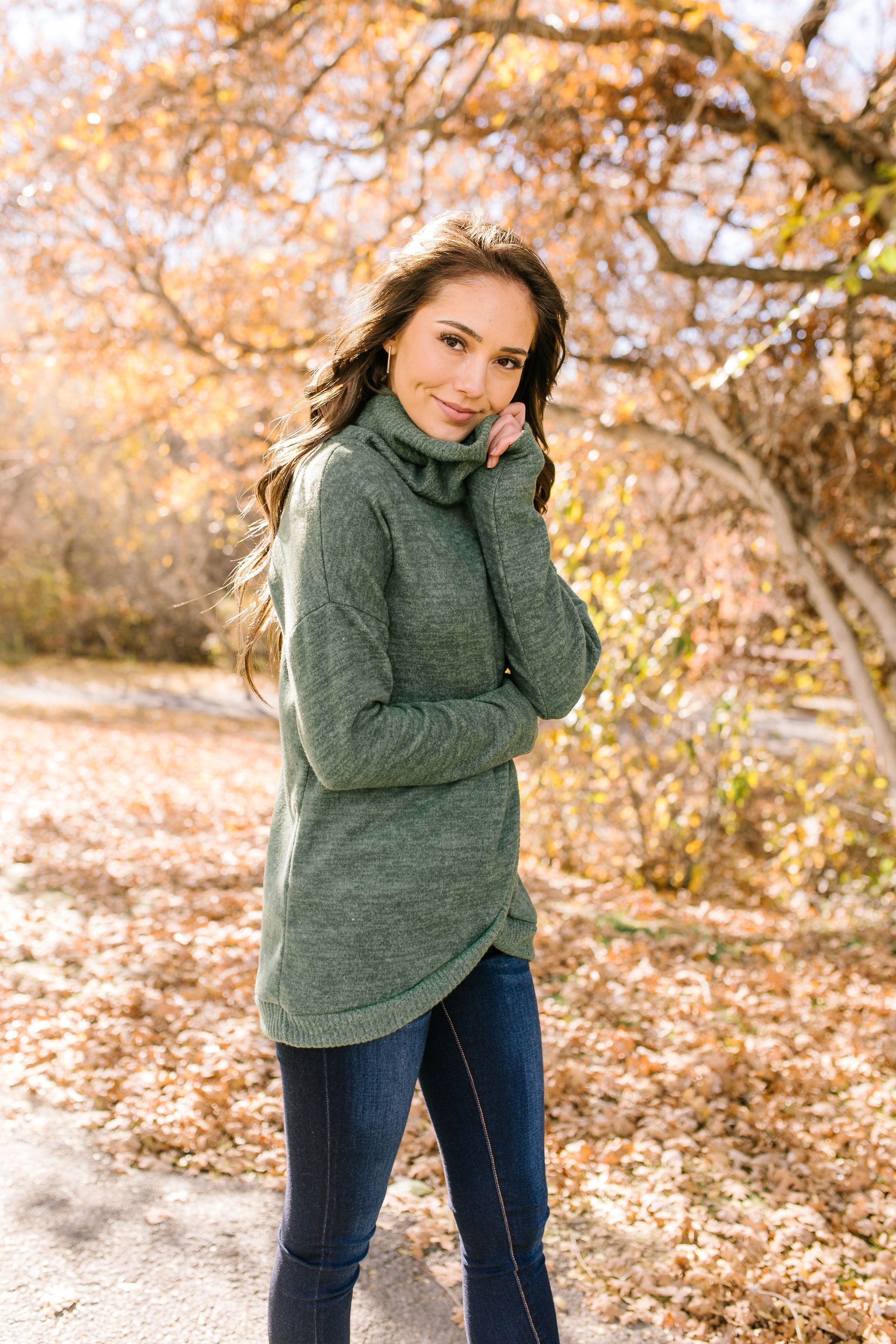 Wrap Your Arms Around Me Sweater In Hunter Green