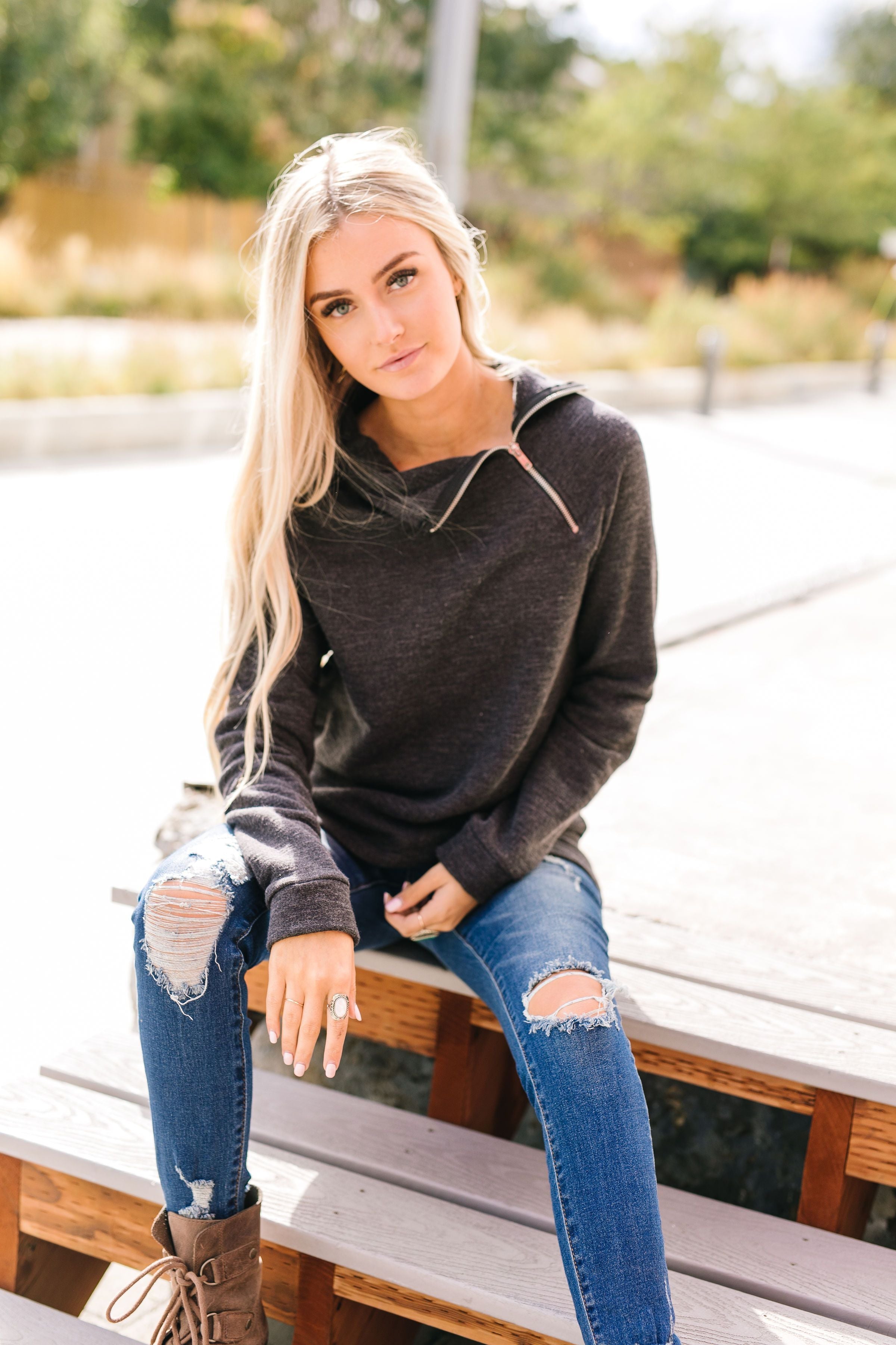 Zip-A-Dee-Doo-Dah Angled Zip Sweatshirt