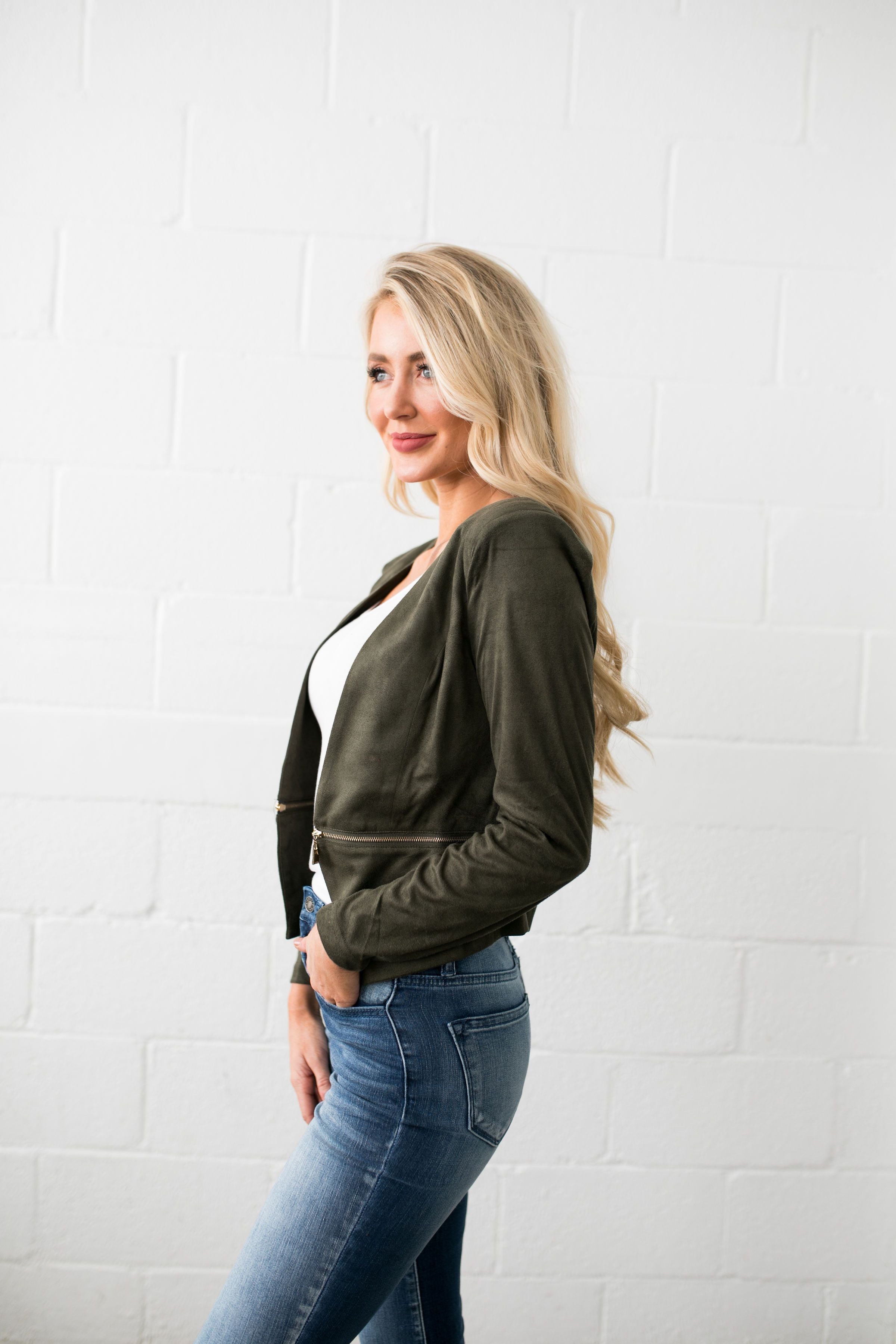 Zip It Faux Suede Jacket